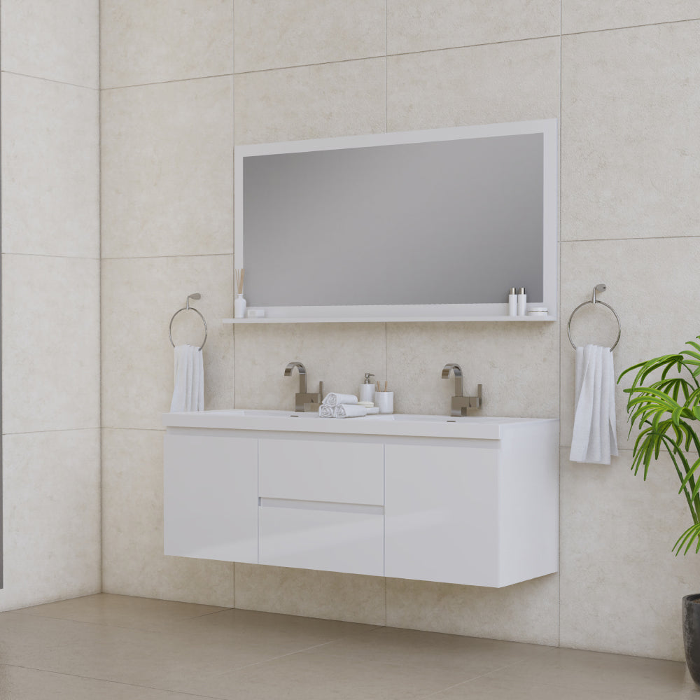 Alya Bath Paterno 60" Modern Wall Mounted Double Bathroom Vanity