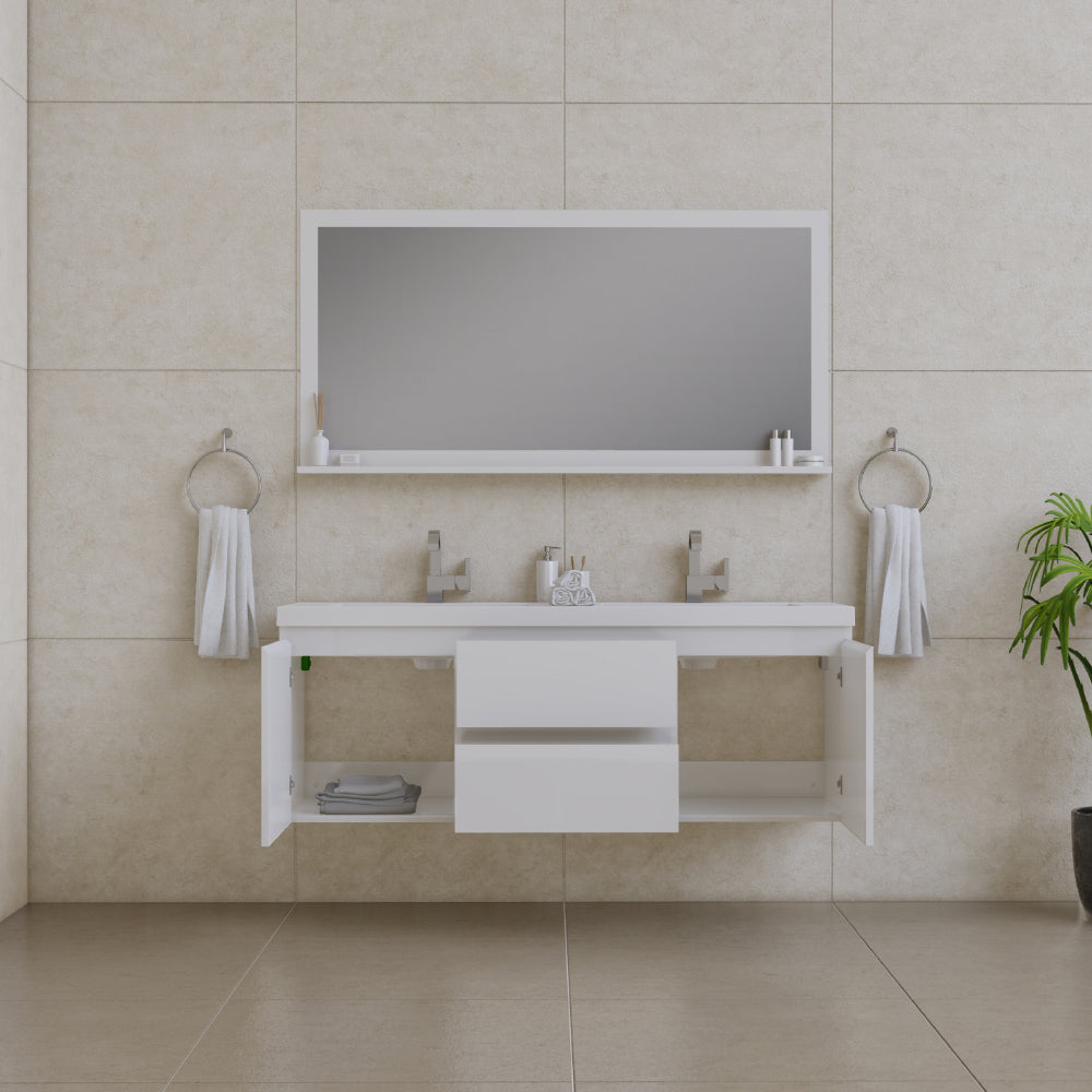 Alya Bath Paterno 60" Modern Wall Mounted Double Bathroom Vanity