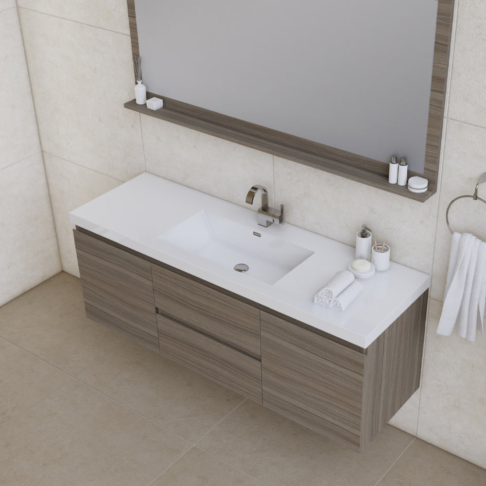 Alya Bath Paterno 60" Modern Wall Mounted Single Bathroom Vanity