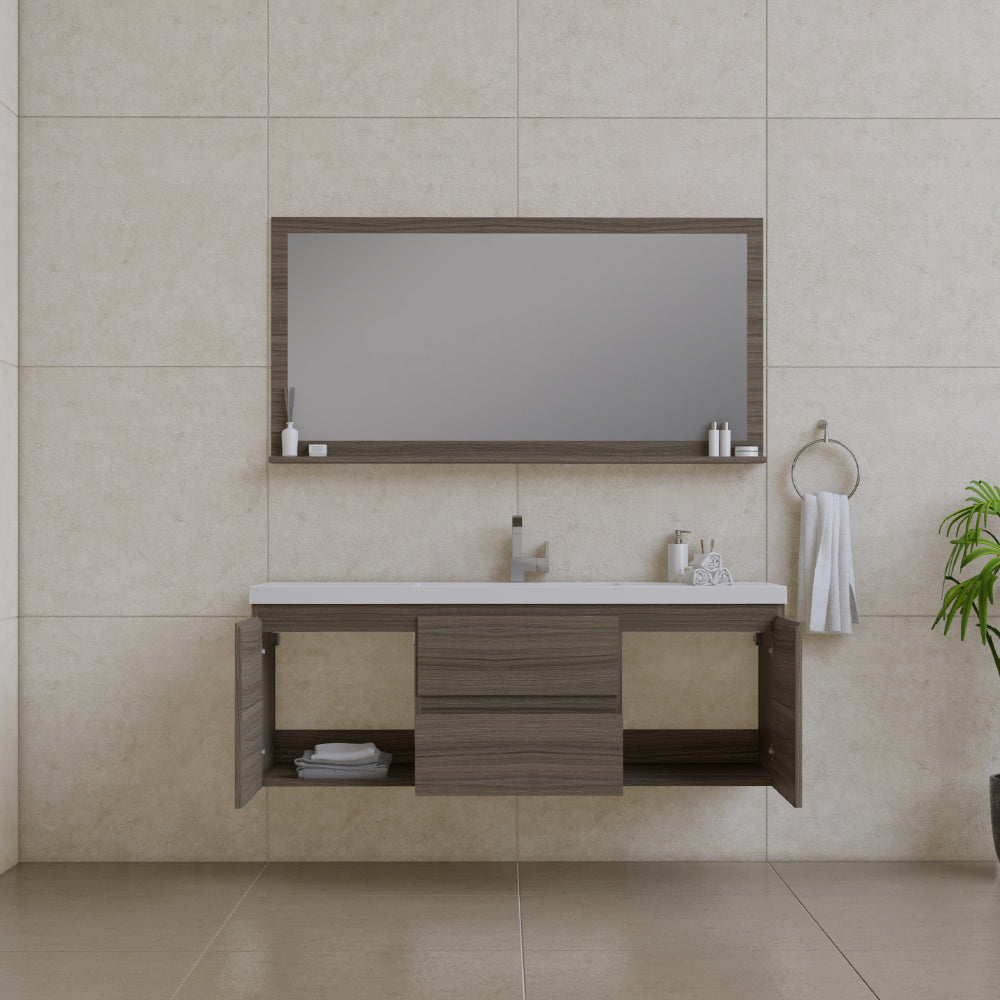 Alya Bath Paterno 60" Modern Wall Mounted Single Bathroom Vanity