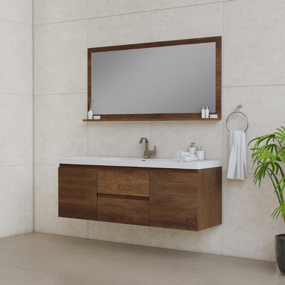 Alya Bath Paterno 60" Modern Wall Mounted Single Bathroom Vanity