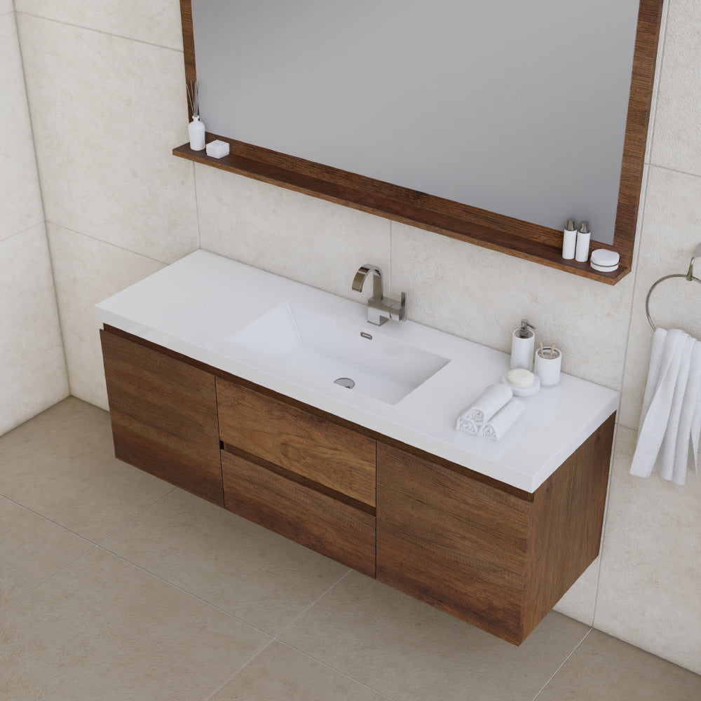 Alya Bath Paterno 60" Modern Wall Mounted Single Bathroom Vanity