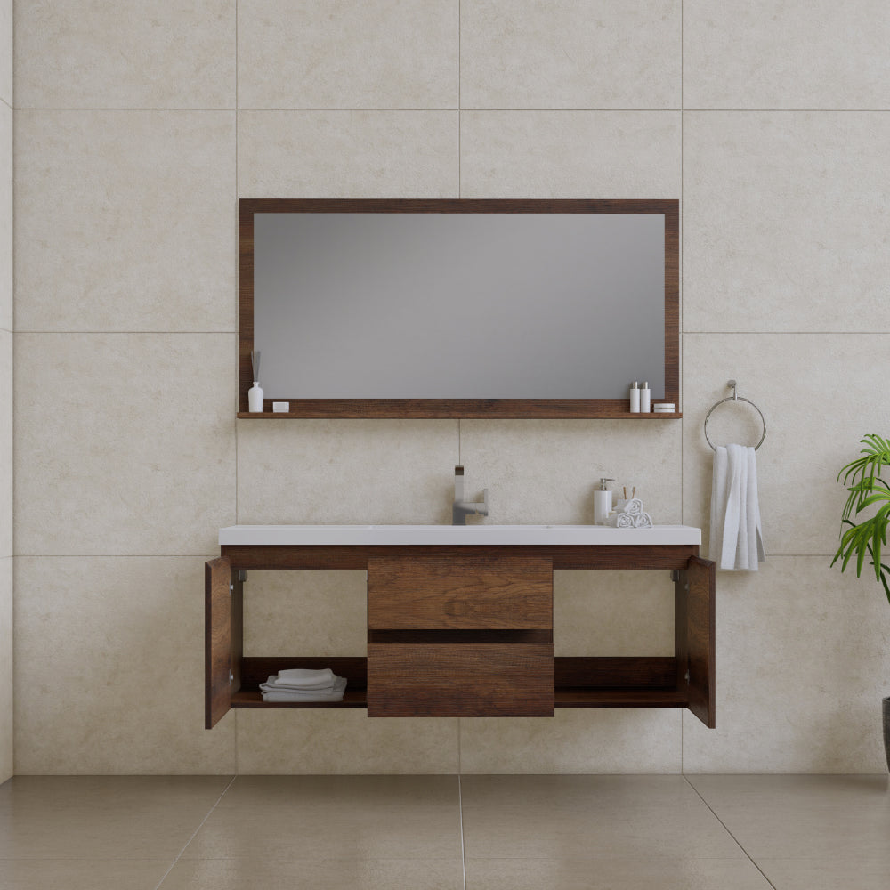 Alya Bath Paterno 60" Modern Wall Mounted Single Bathroom Vanity