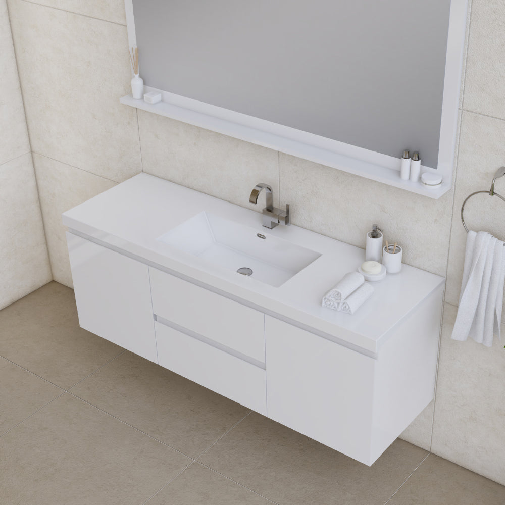 Alya Bath Paterno 60" Modern Wall Mounted Single Bathroom Vanity