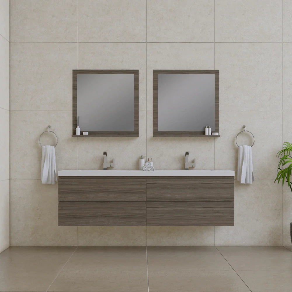 Alya Bath Paterno 72" Modern Wall Mounted Bathroom Vanity