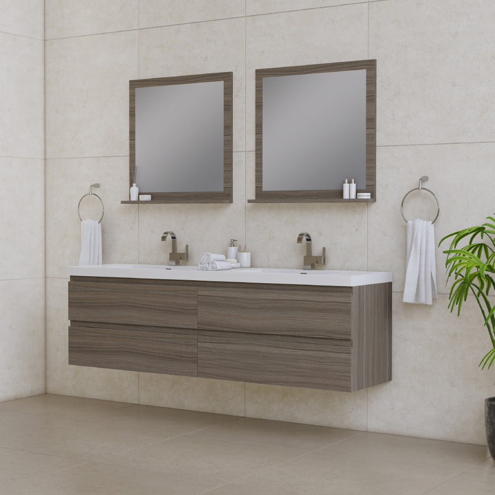 Alya Bath Paterno 72" Modern Wall Mounted Bathroom Vanity