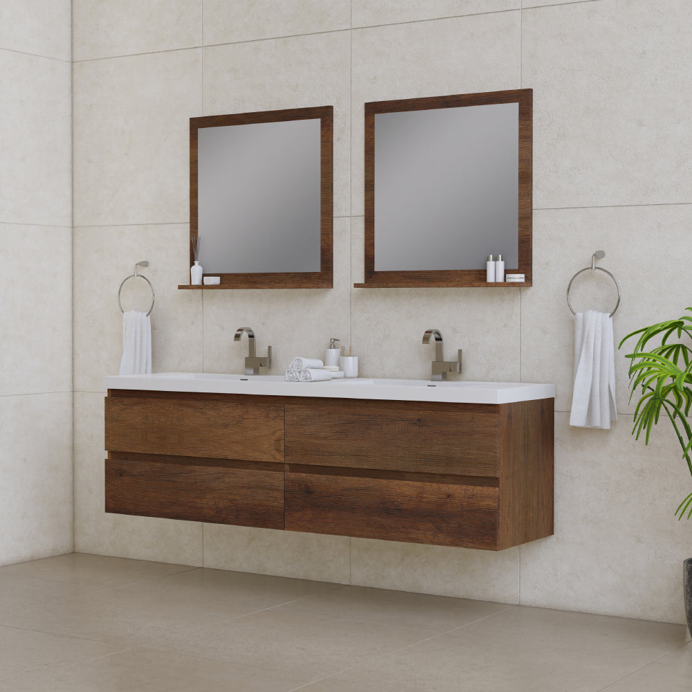 Alya Bath Paterno 72" Modern Wall Mounted Bathroom Vanity