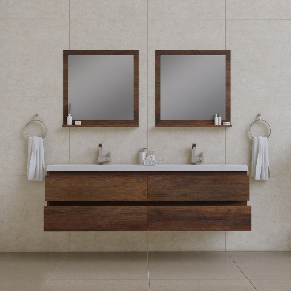 Alya Bath Paterno 72" Modern Wall Mounted Bathroom Vanity