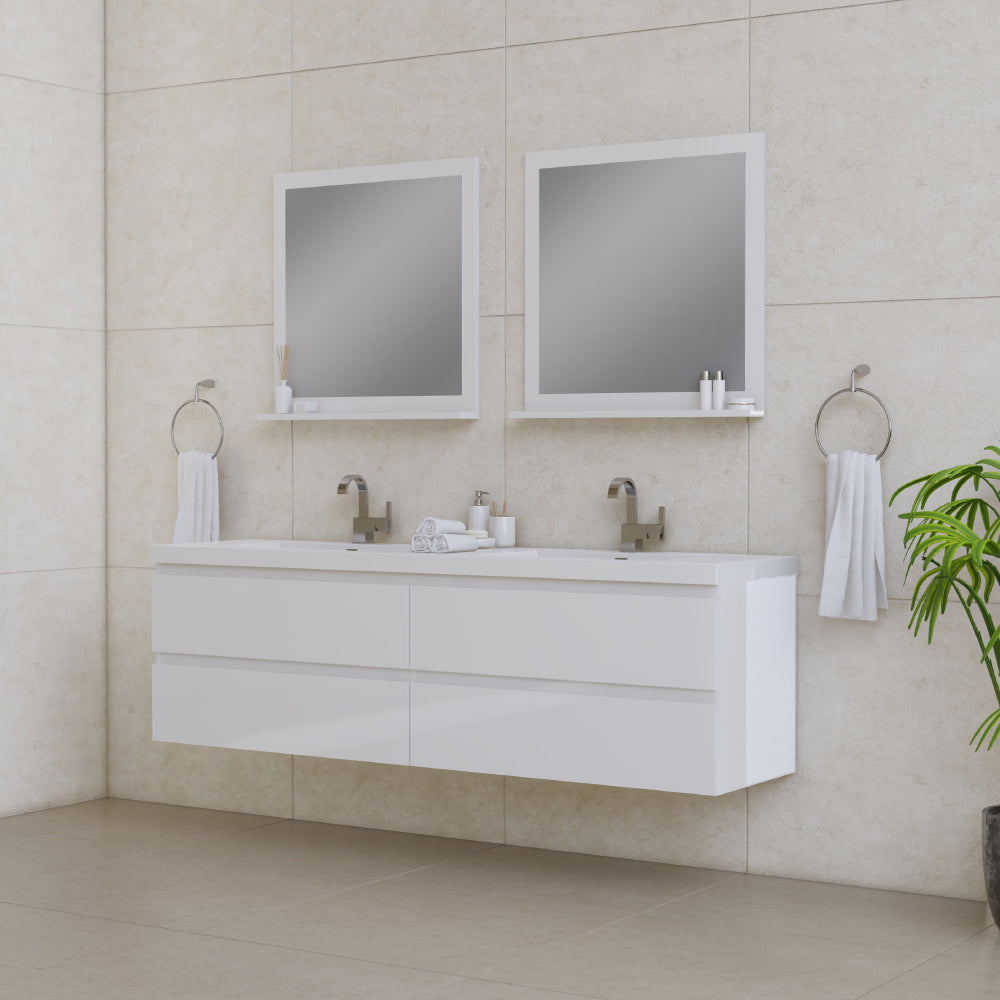 Alya Bath Paterno 72" Modern Wall Mounted Bathroom Vanity