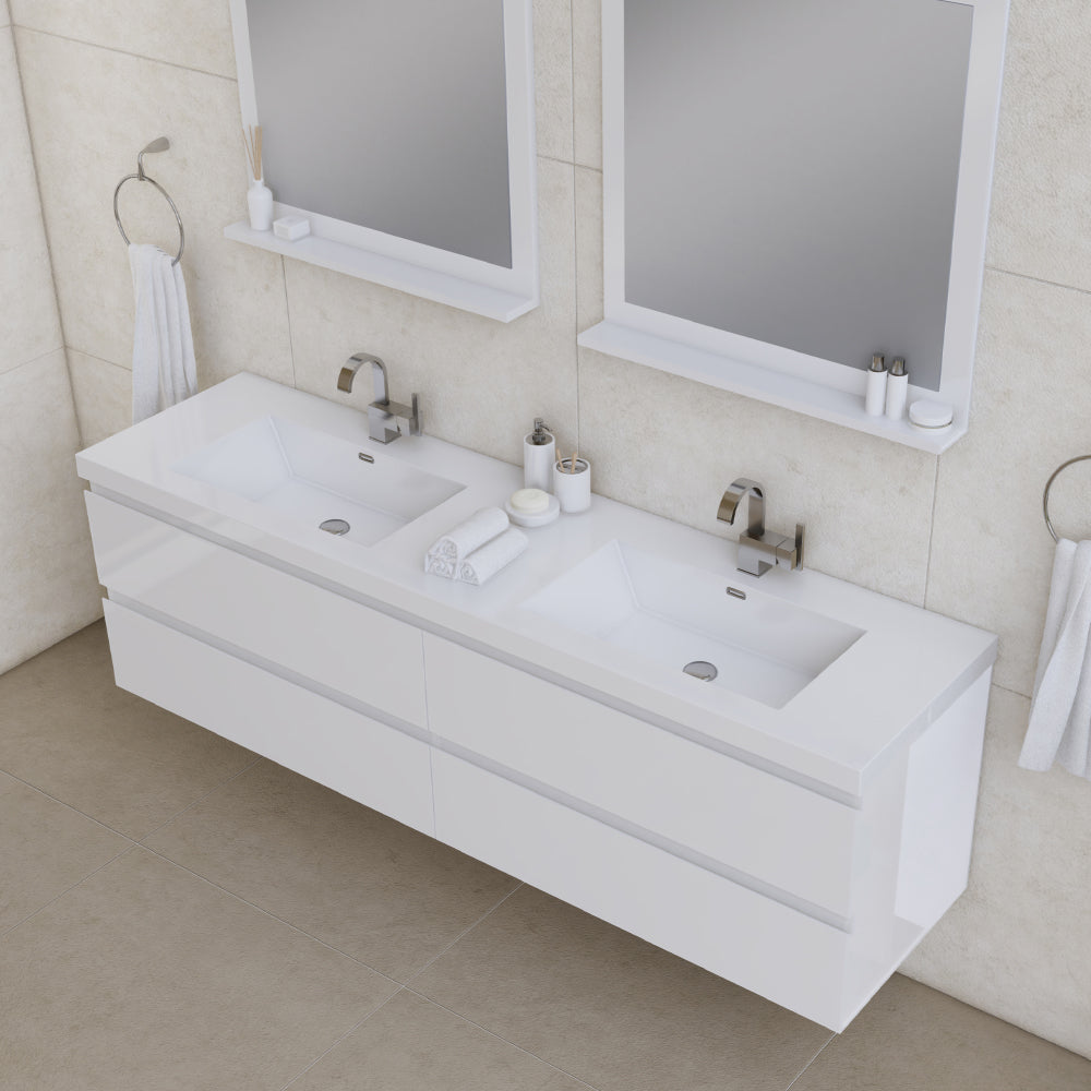 Alya Bath Paterno 72" Modern Wall Mounted Bathroom Vanity