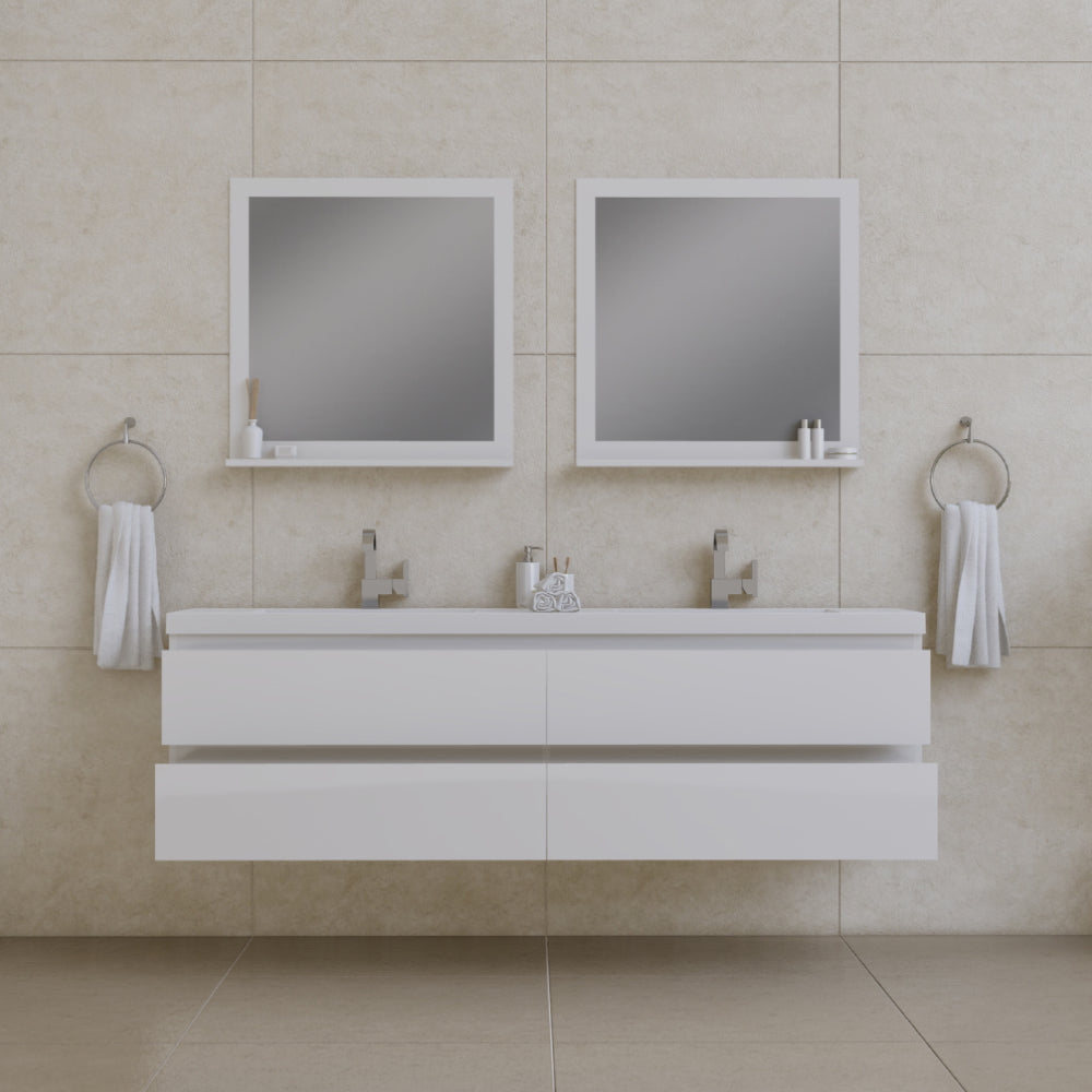 Alya Bath Paterno 72" Modern Wall Mounted Bathroom Vanity