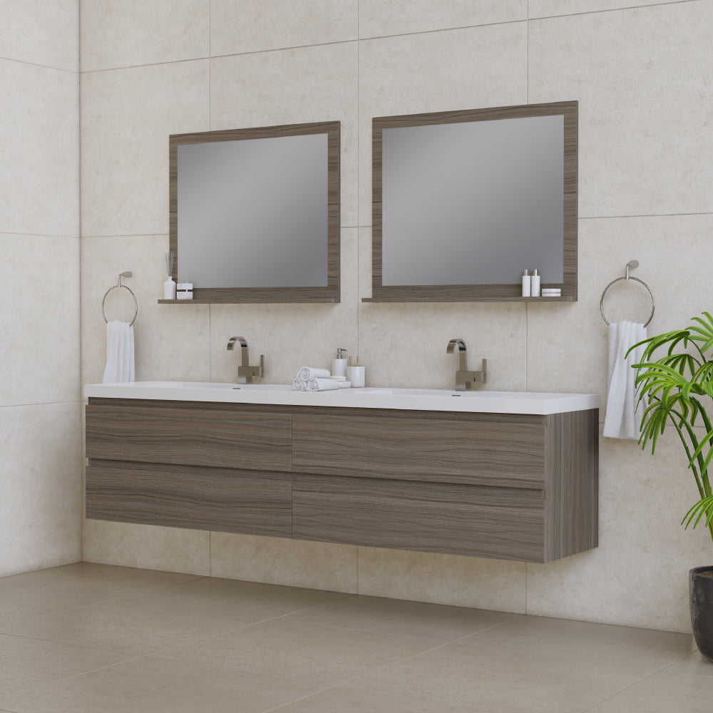 Alya Bath Paterno 84" Modern Wall Mounted Bathroom Vanity