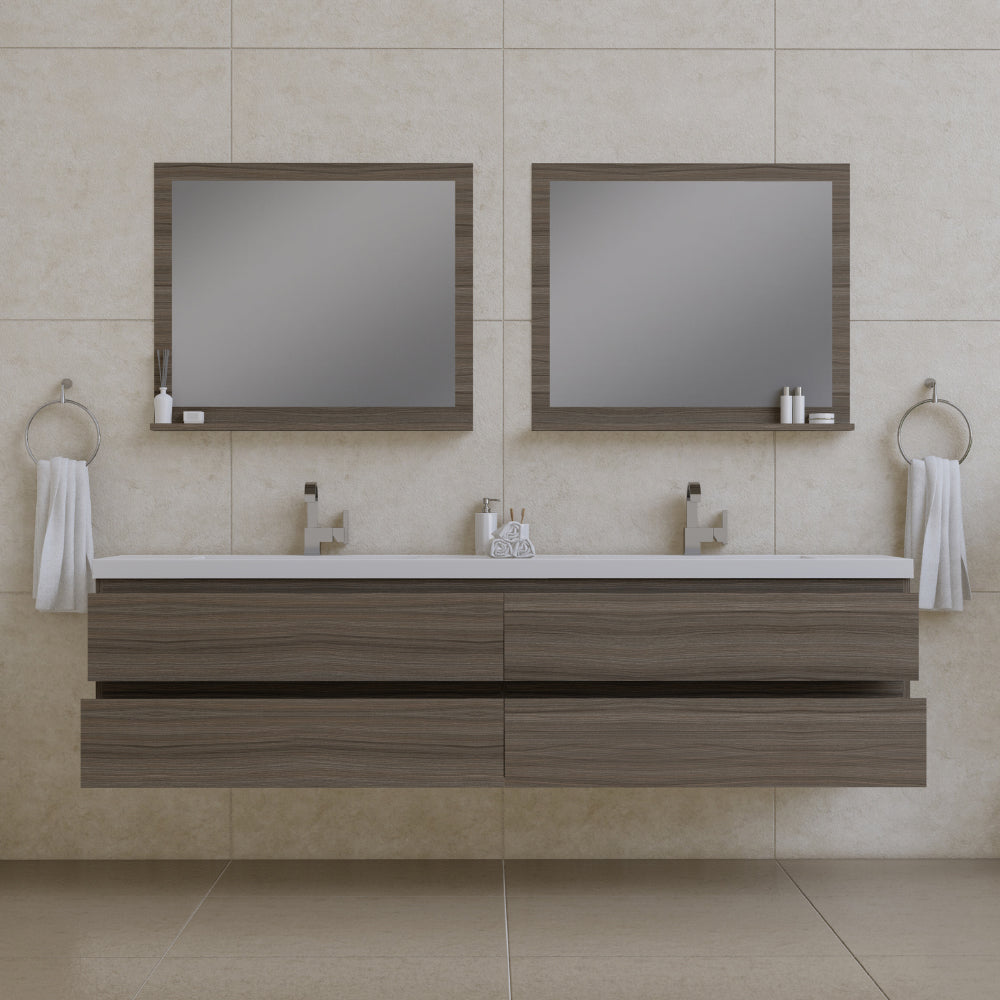 Alya Bath Paterno 84" Modern Wall Mounted Bathroom Vanity