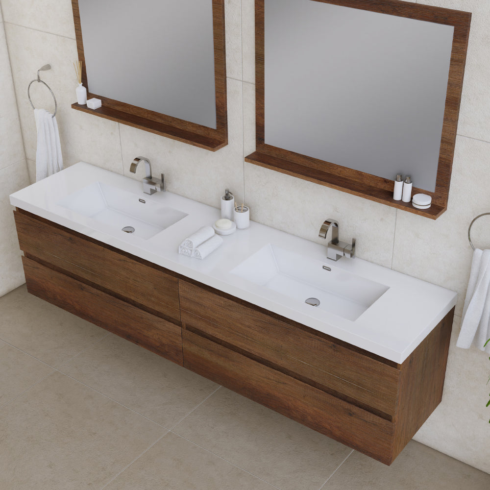 Alya Bath Paterno 84" Modern Wall Mounted Bathroom Vanity