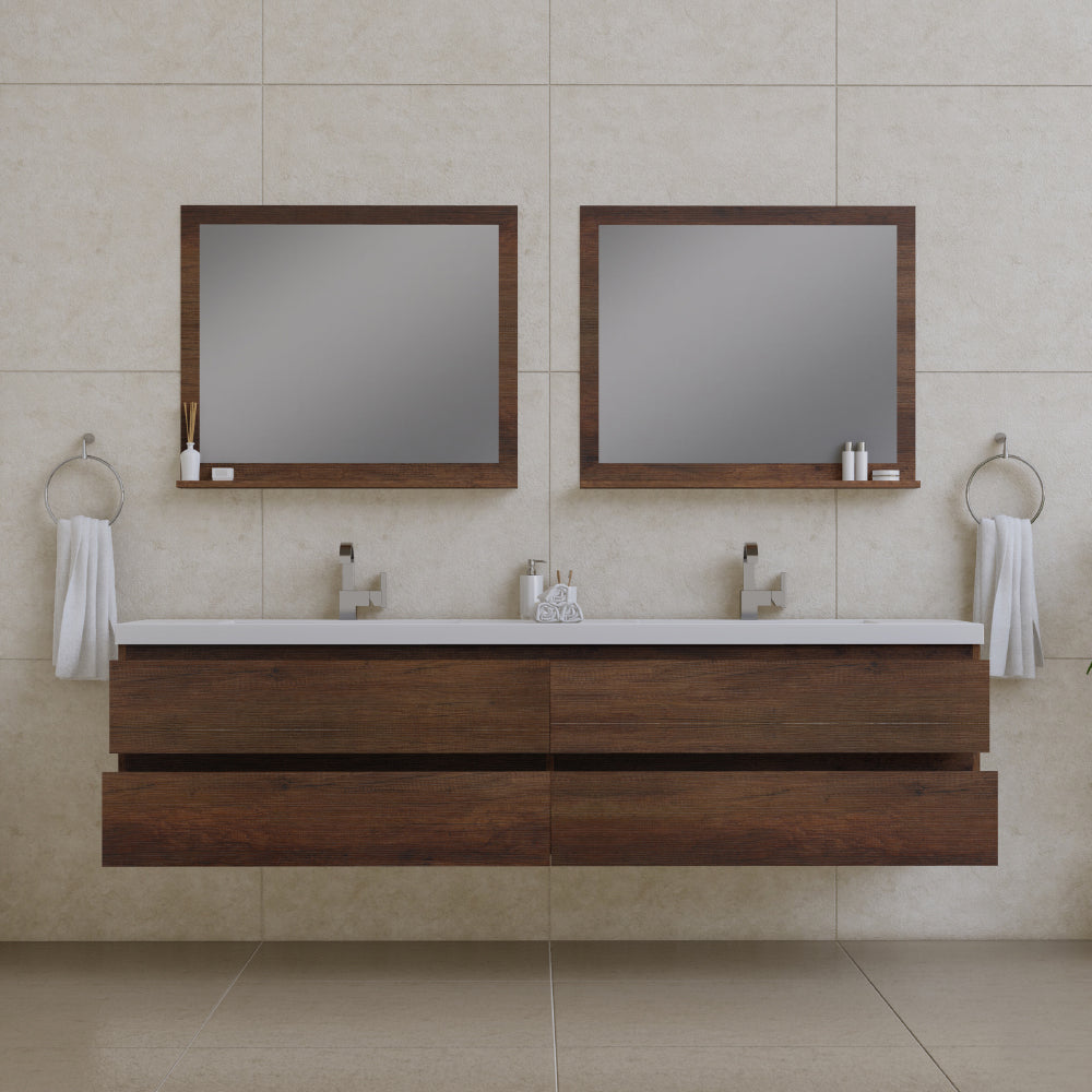 Alya Bath Paterno 84" Modern Wall Mounted Bathroom Vanity