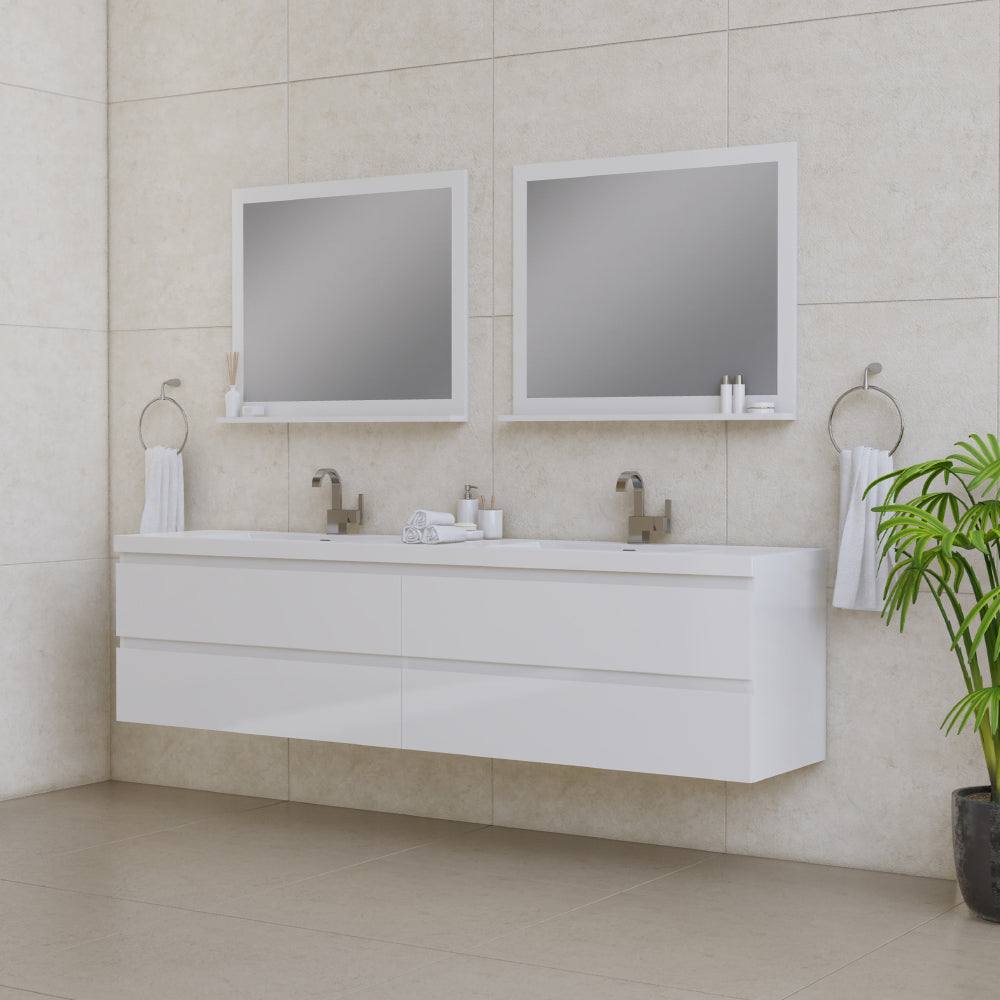Alya Bath Paterno 84" Modern Wall Mounted Bathroom Vanity