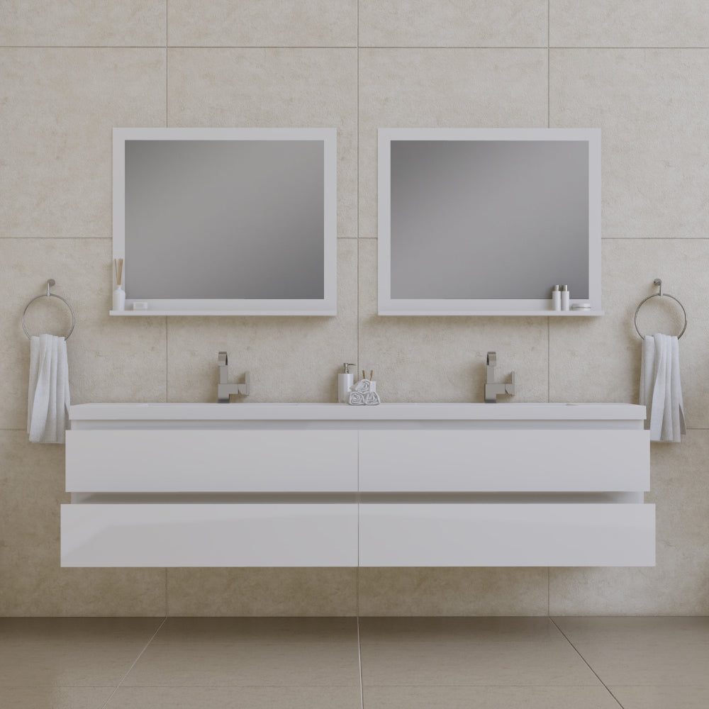 Alya Bath Paterno 84" Modern Wall Mounted Bathroom Vanity