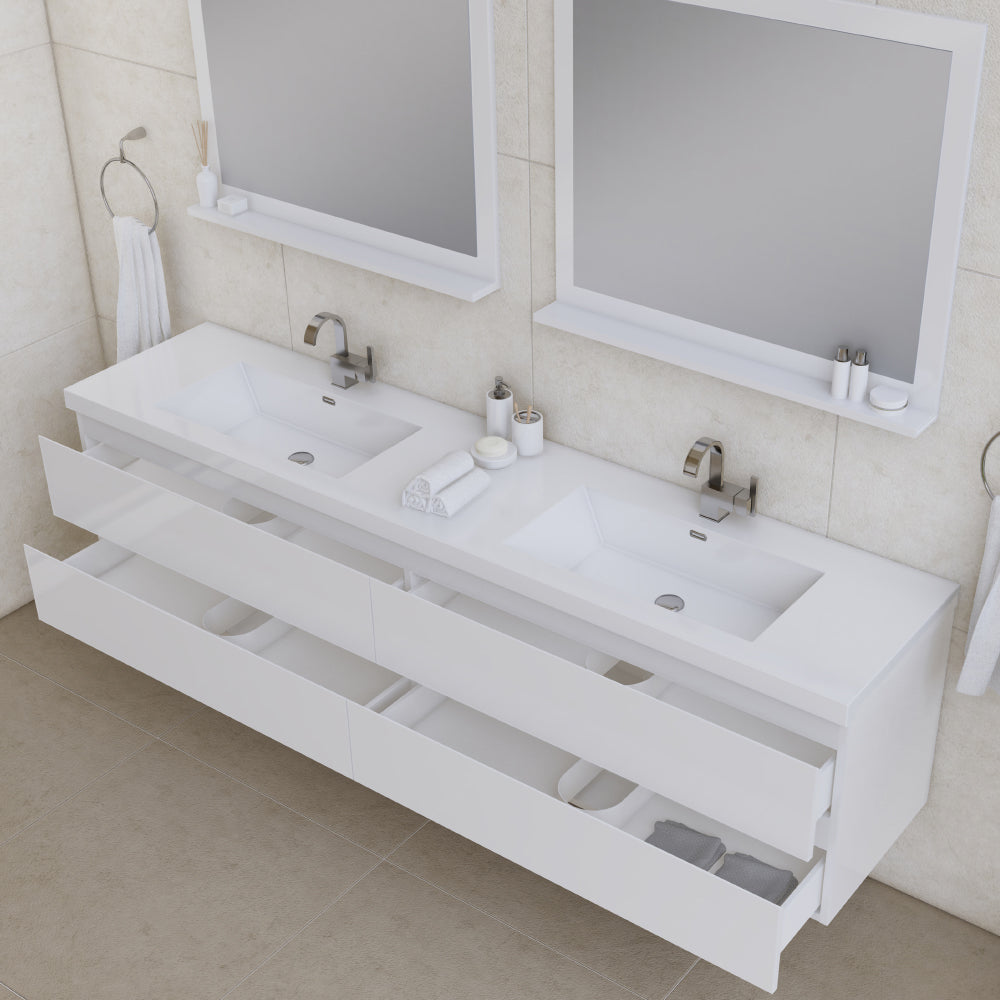 Alya Bath Paterno 84" Modern Wall Mounted Bathroom Vanity