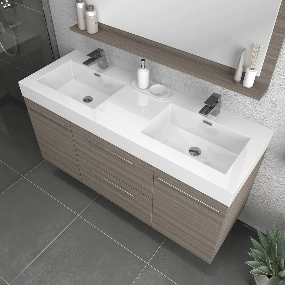 Alya Bath Ripley 60" Wall Mounted Double Vanity with Sink