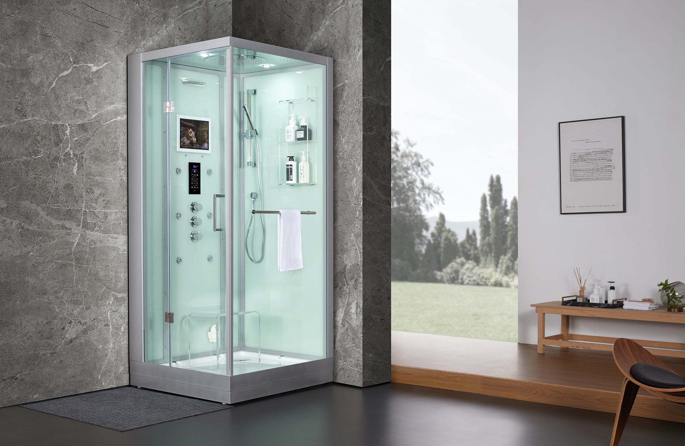 Maya Bath Platinum Arezzo Steam Shower w/ Built-In TV