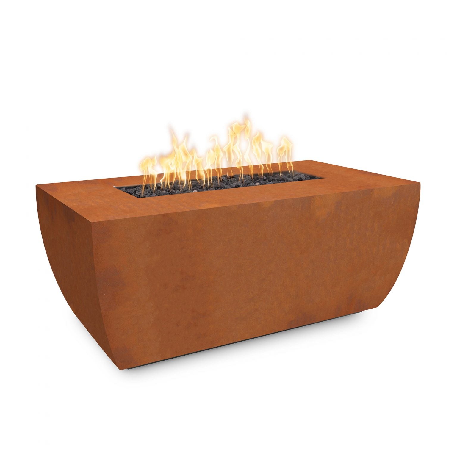 The Outdoor Plus 48" Rectangular Avalon Fire Pit - Corten Steel - 15" Tall