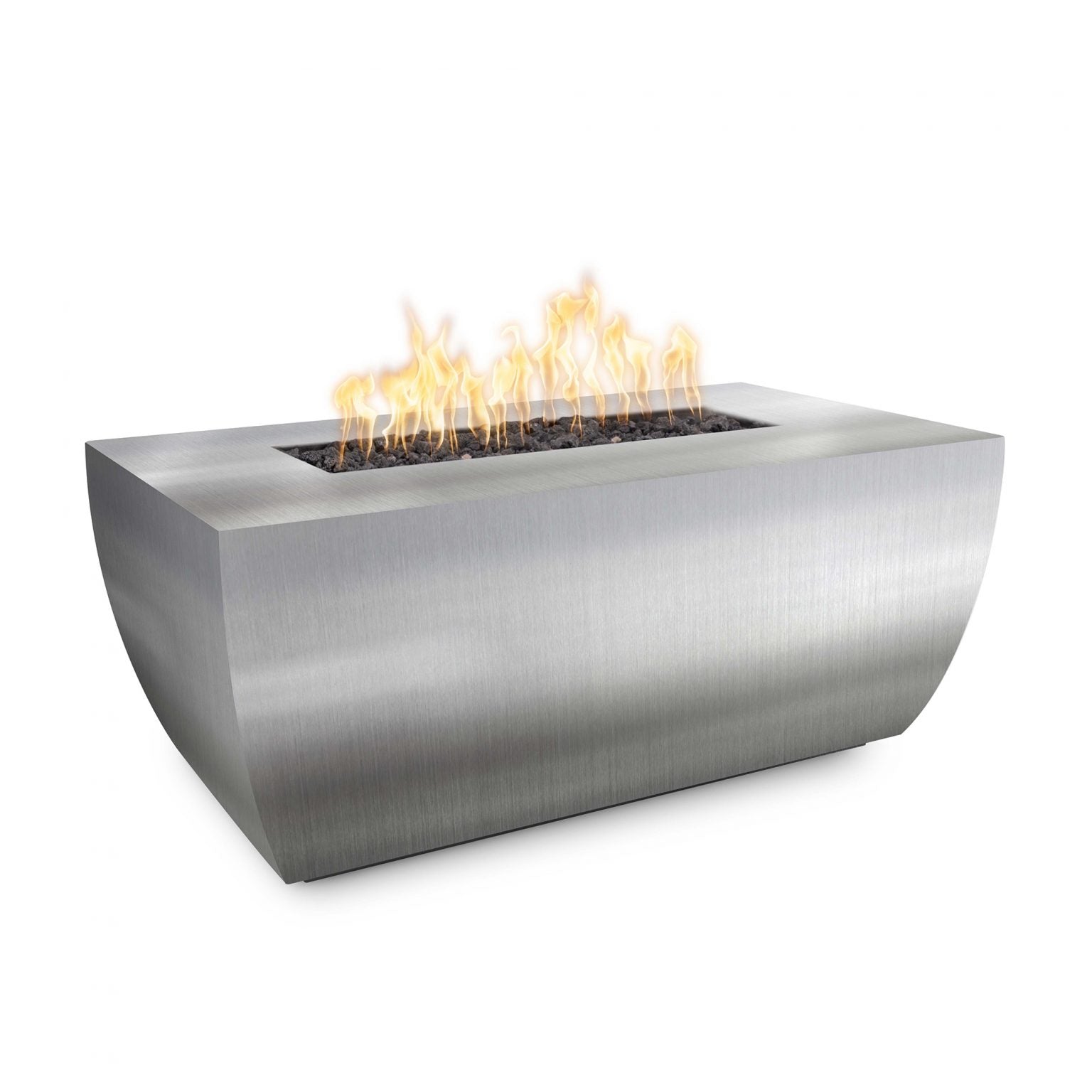 The Outdoor Plus 84" Rectangular Avalon Fire Pit - Stainless Steel - 24" Tall