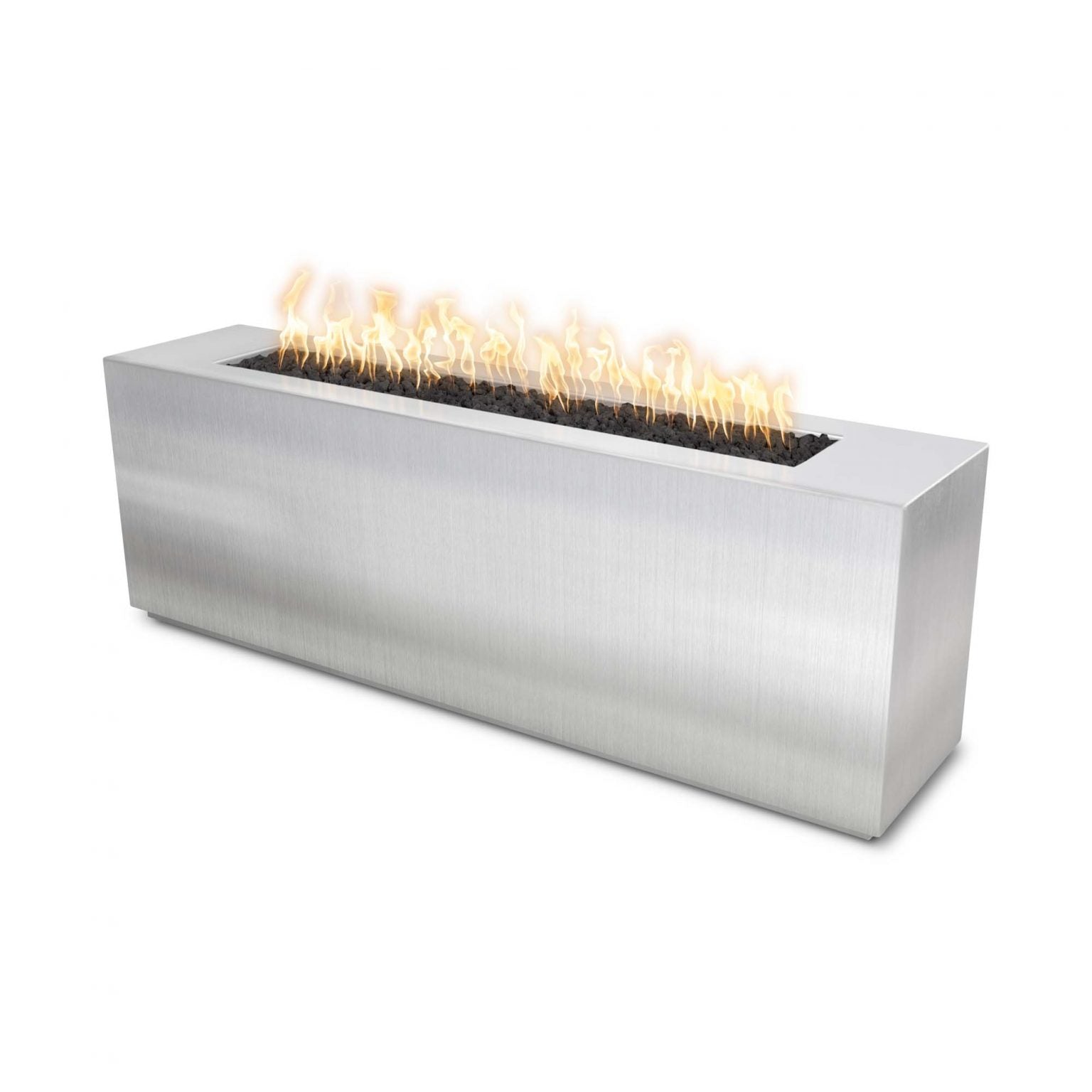 The Outdoor Plus 72" Rectangular Carmen Fire Pit - Stainless Steel - 16" Tall
