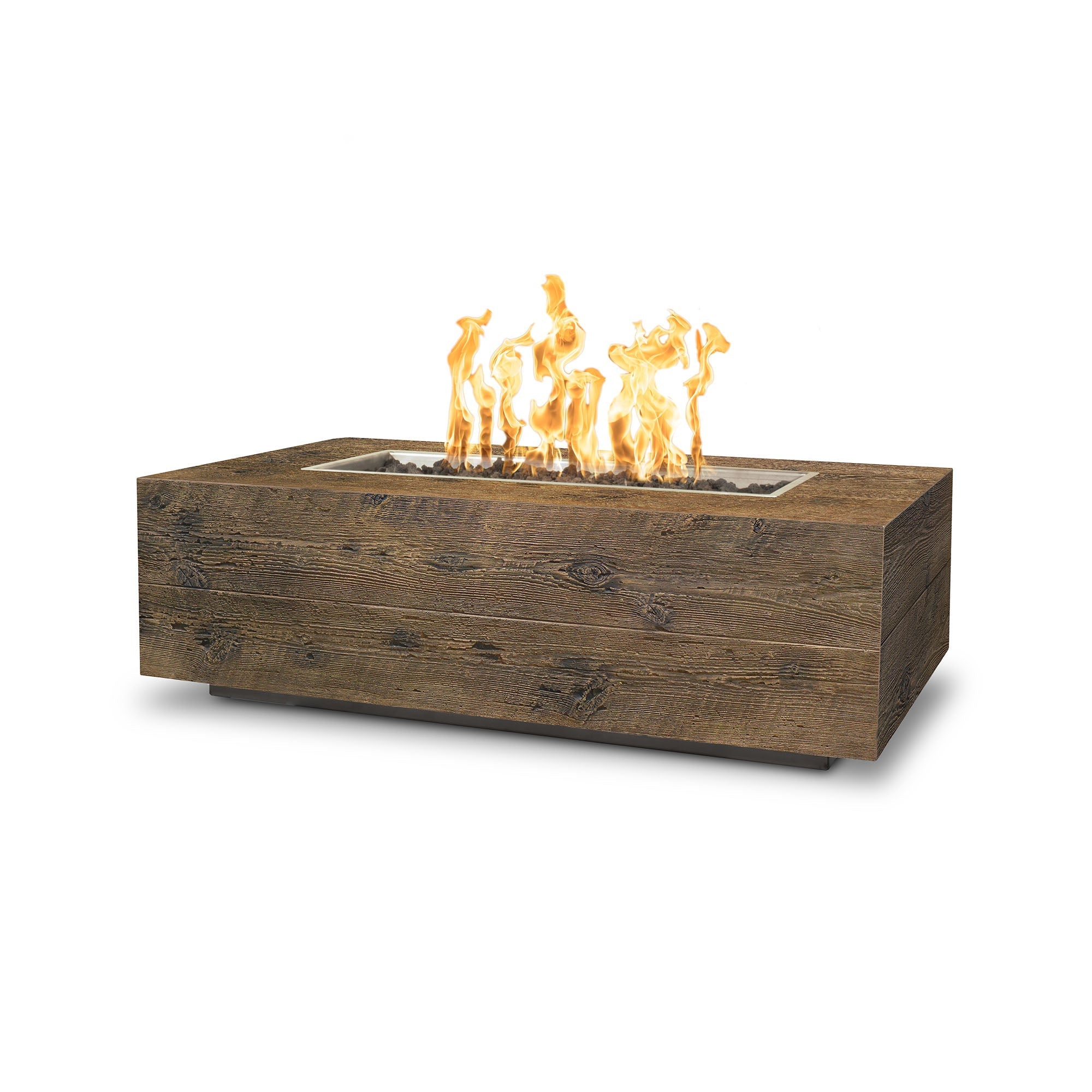 The Outdoor Plus 84" Rectangular Conorado Fire Pit - Wood Grain GFRC Concrete