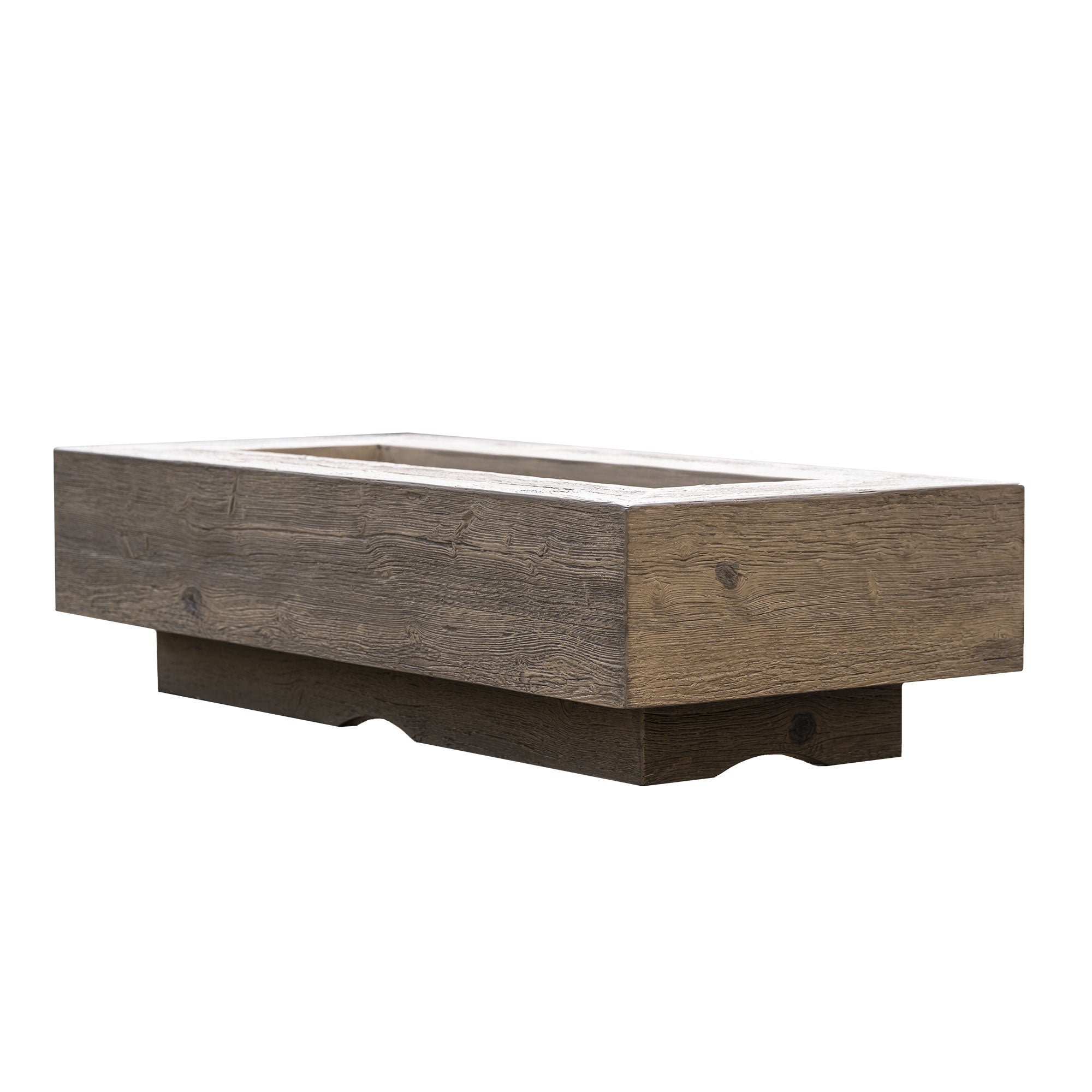 The Outdoor Plus 48" Rectangular Conorado Fire Pit - Wood Grain GFRC Concrete