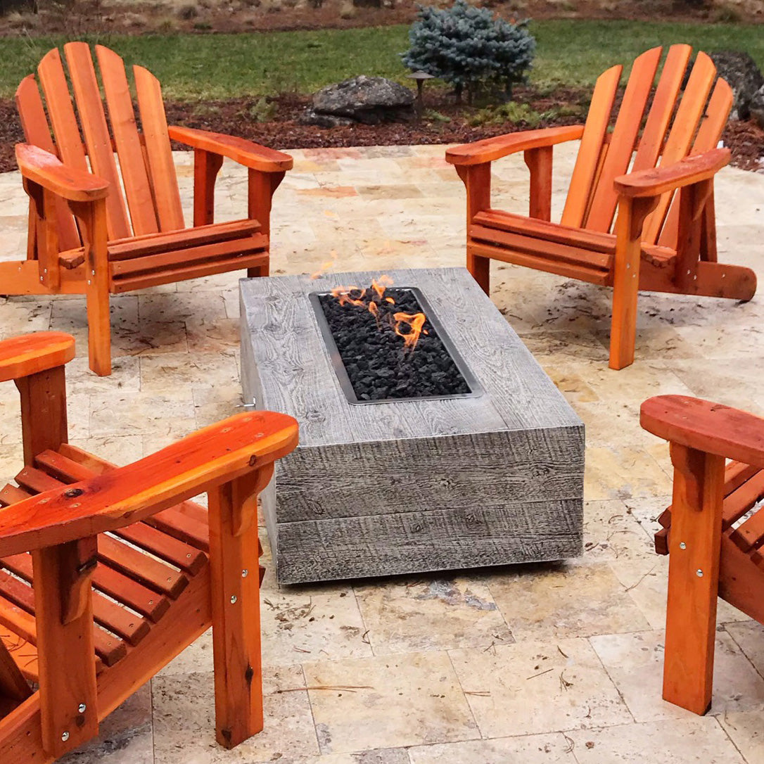 The Outdoor Plus 48" Rectangular Conorado Fire Pit - Wood Grain GFRC Concrete