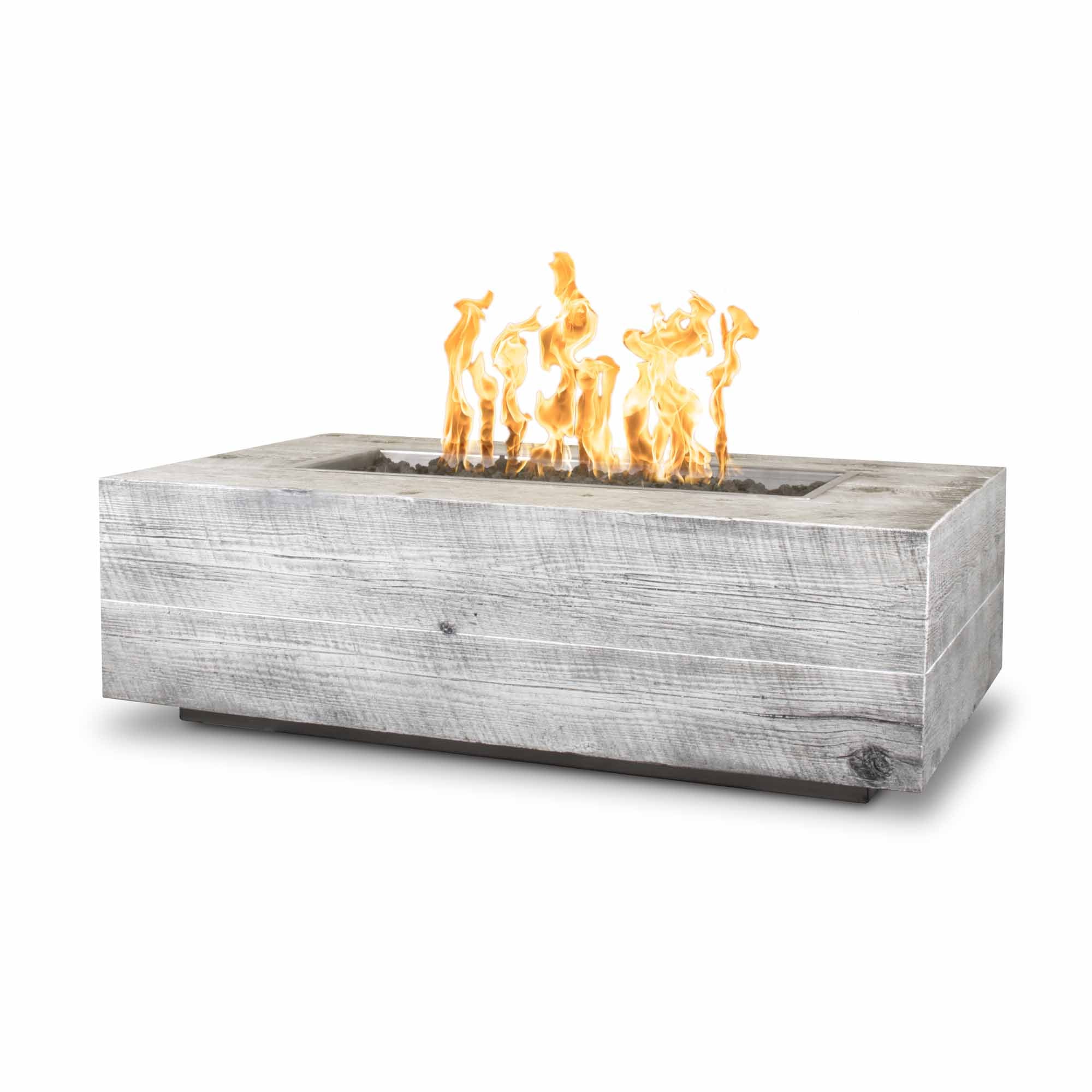 The Outdoor Plus 48" Rectangular Conorado Fire Pit - Wood Grain GFRC Concrete