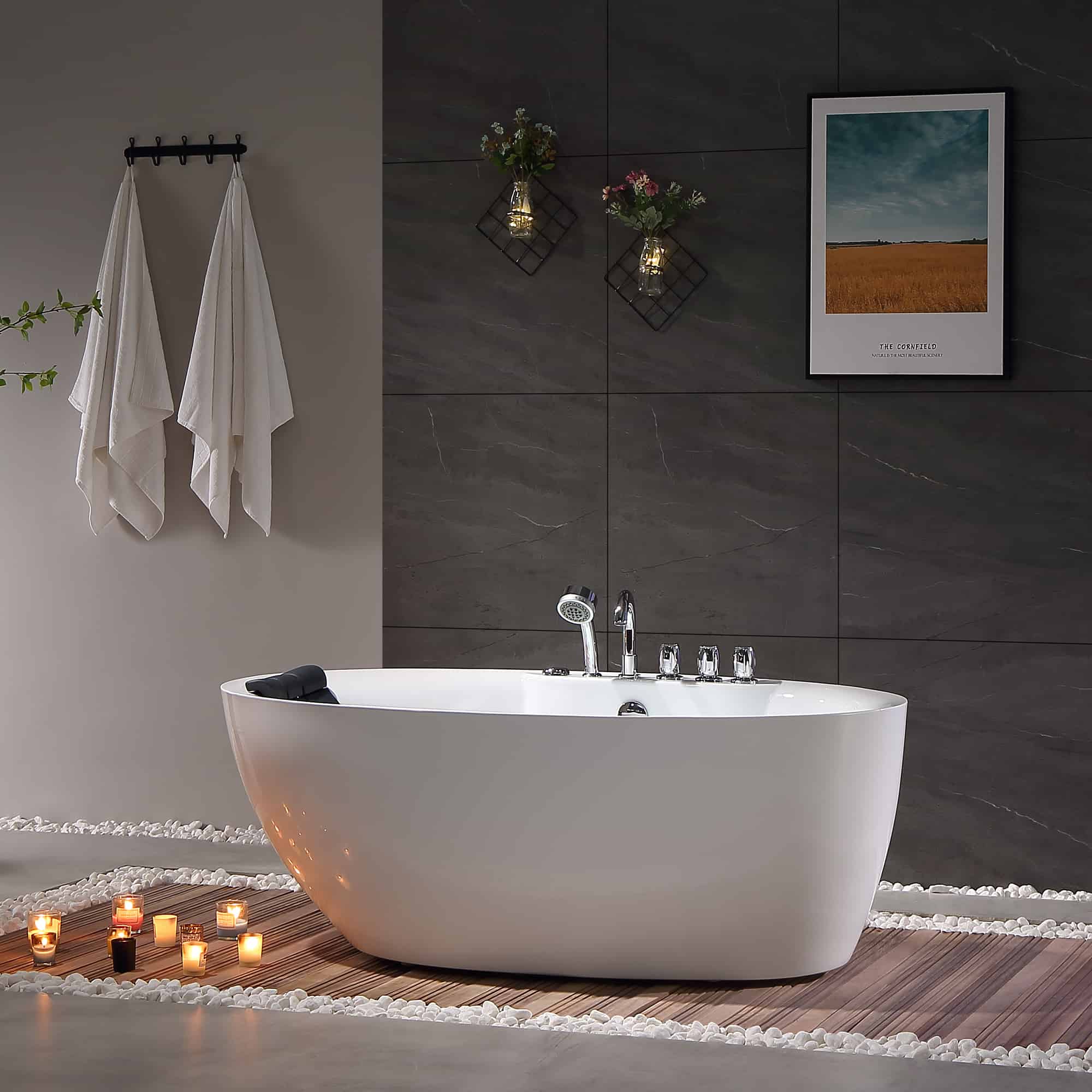 Empava-59AIS12 59" Freestanding Oval Whirlpool Bathtub