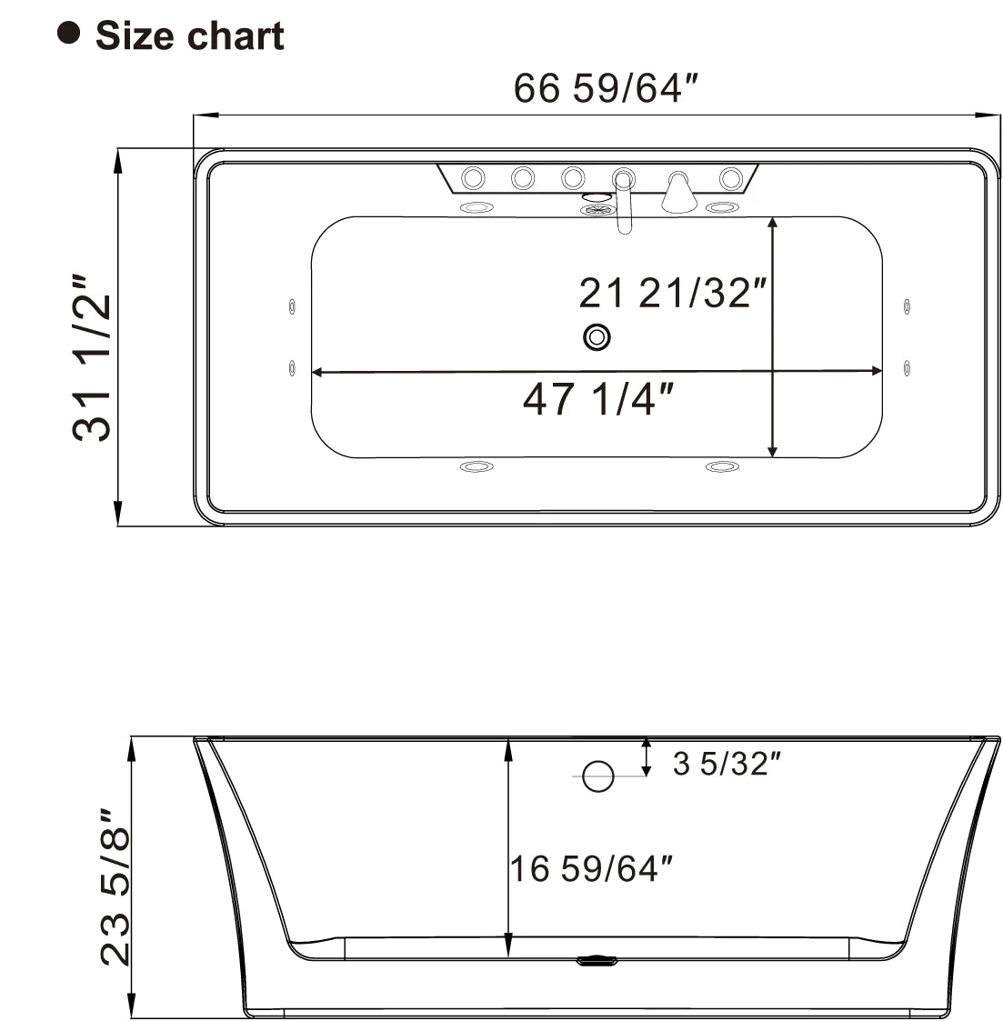 Empava-67AIS16 67" Freestanding Jetted Tub