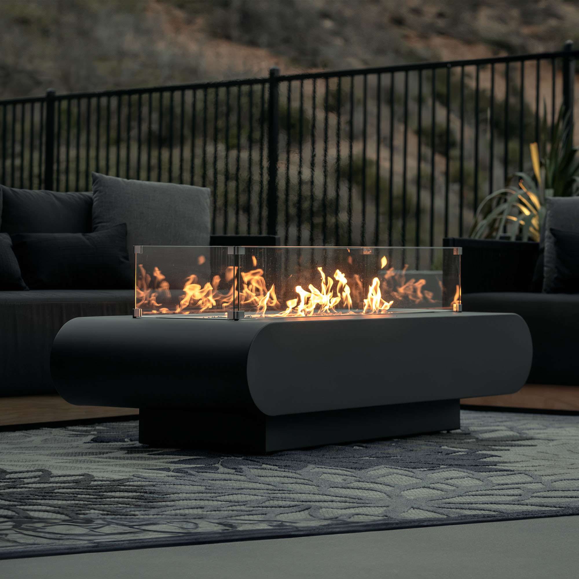 The Outdoor Plus 96" Rectangular La Jolla Fire Pit - Powder Coated Metal