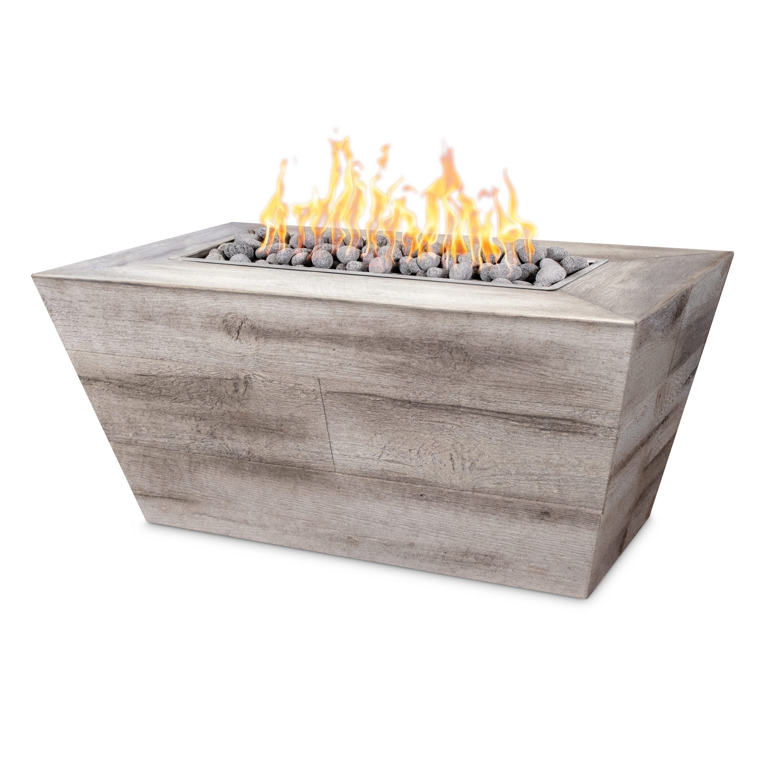 The Outdoor Plus 48" Rectangular Plymouth Fire Pit - GFRC Concrete - 16" Tall