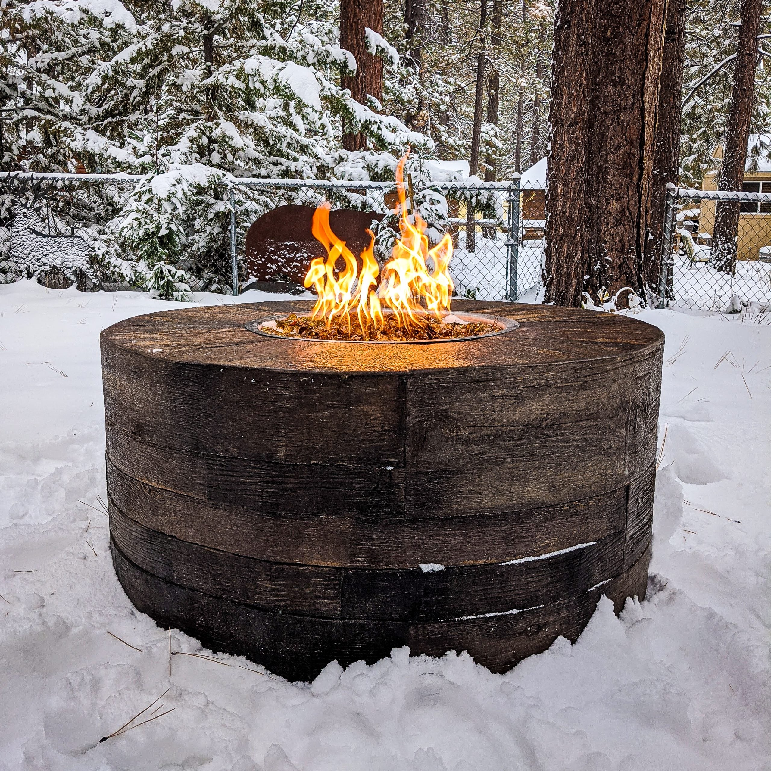 The Outdoor Plus 42" Round Seqouia Fire Pit - GFRC Concrete - 16" Tall