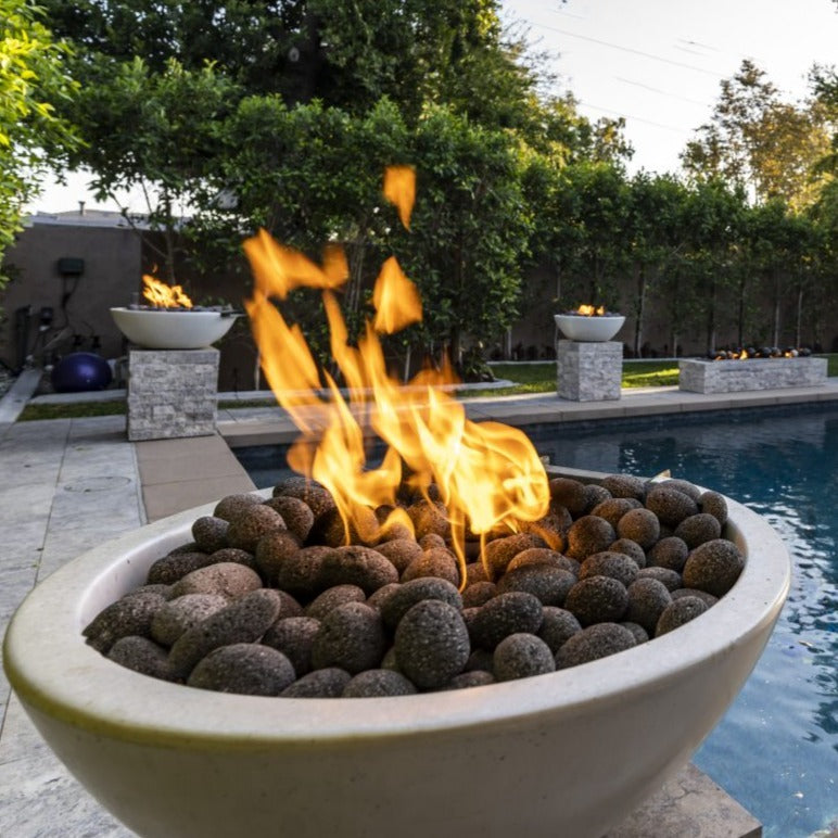 The Outdoor Plus 48" Round Sedona Fire Pit - GFRC Concrete - Narrow Ledge