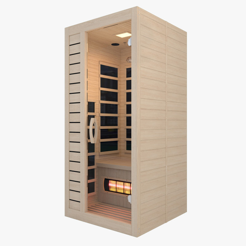 SteamSpa Home Sauna Room 1 Person Hemlock Wooden Indoor Infrared Sauna