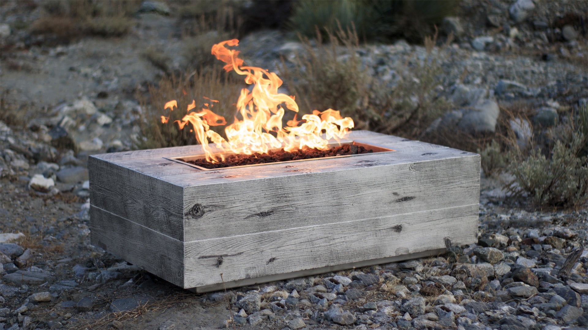 The Outdoor Plus 48" Rectangular Conorado Fire Pit - Wood Grain GFRC Concrete