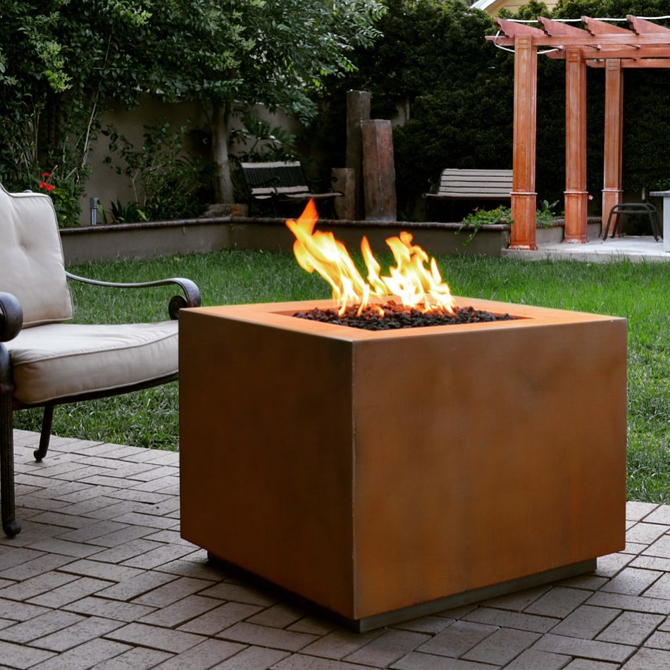 The Outdoor Plus 36" Square Forma Fire Pit - Corten Steel