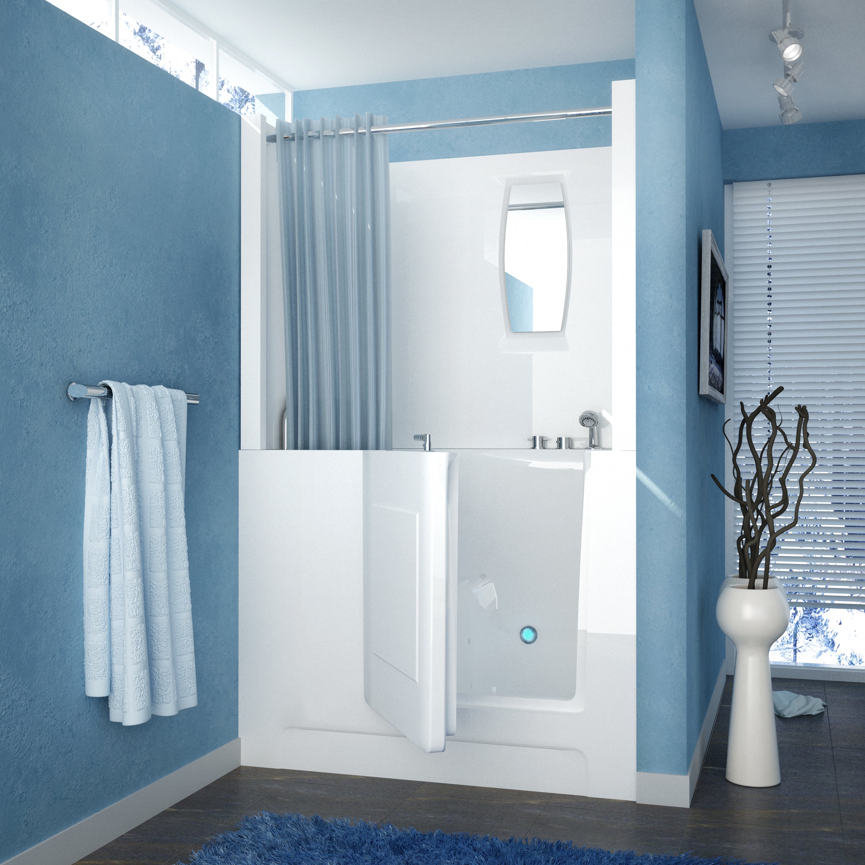 MediTub 2747 Series 47" Acrylic Walk-In Bathtub for Alcove, Corner or Single Wall Installation