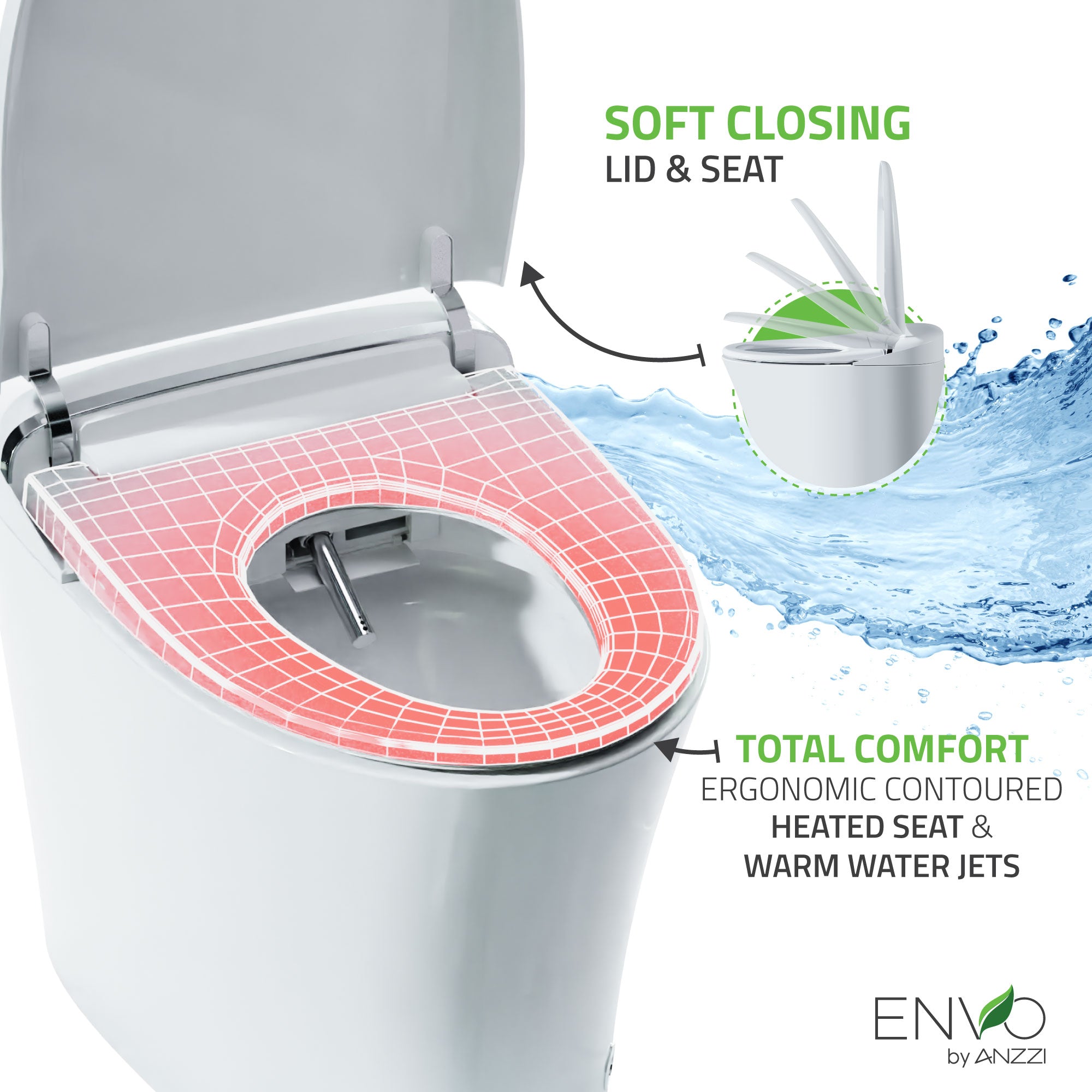 ANZZI ENVO Aura Smart Toilet Bidet with Remote & Auto Flush TL-STSF851WH