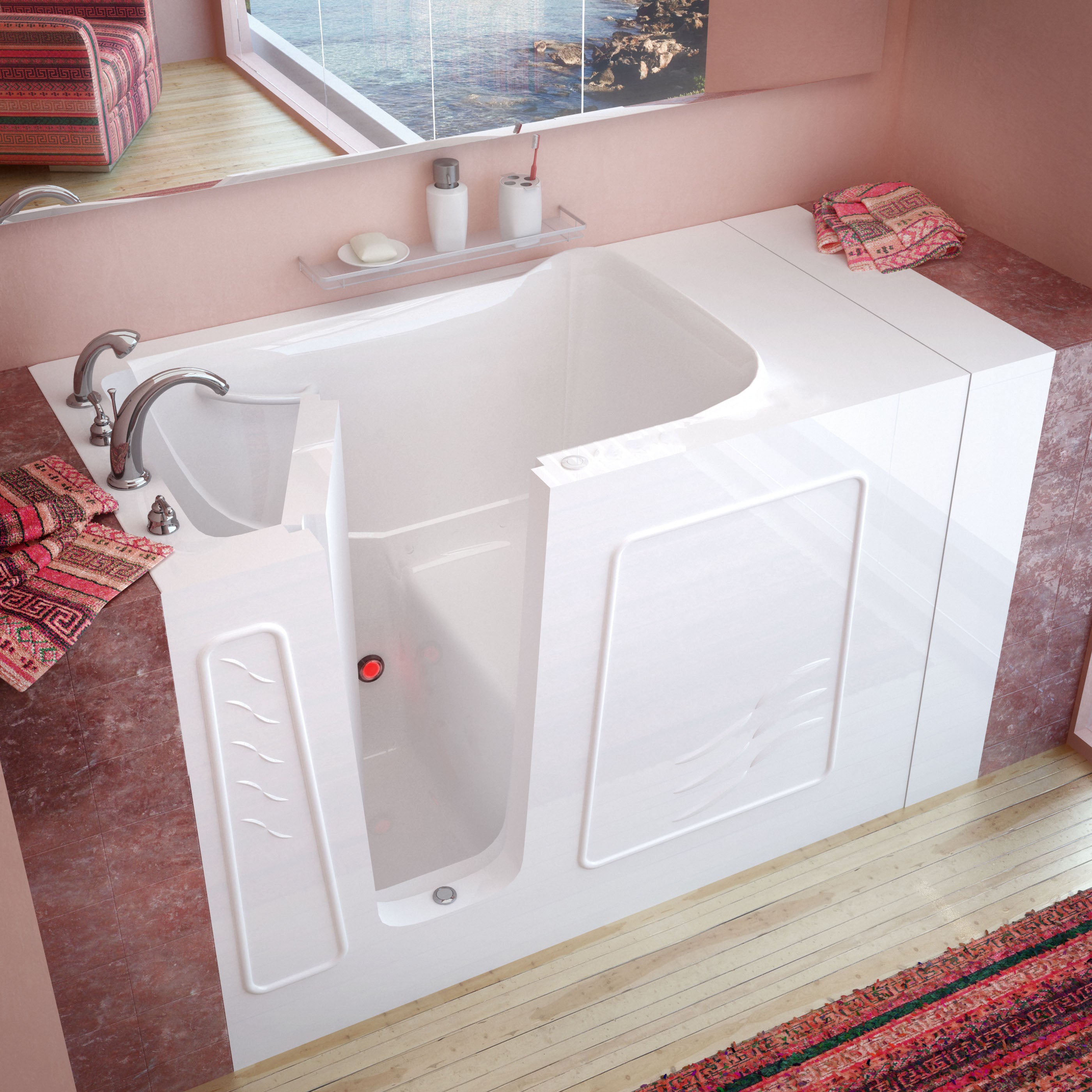 MediTub 3053 Series 53" Gelcoat Walk-In Bathtub for Alcove Installation