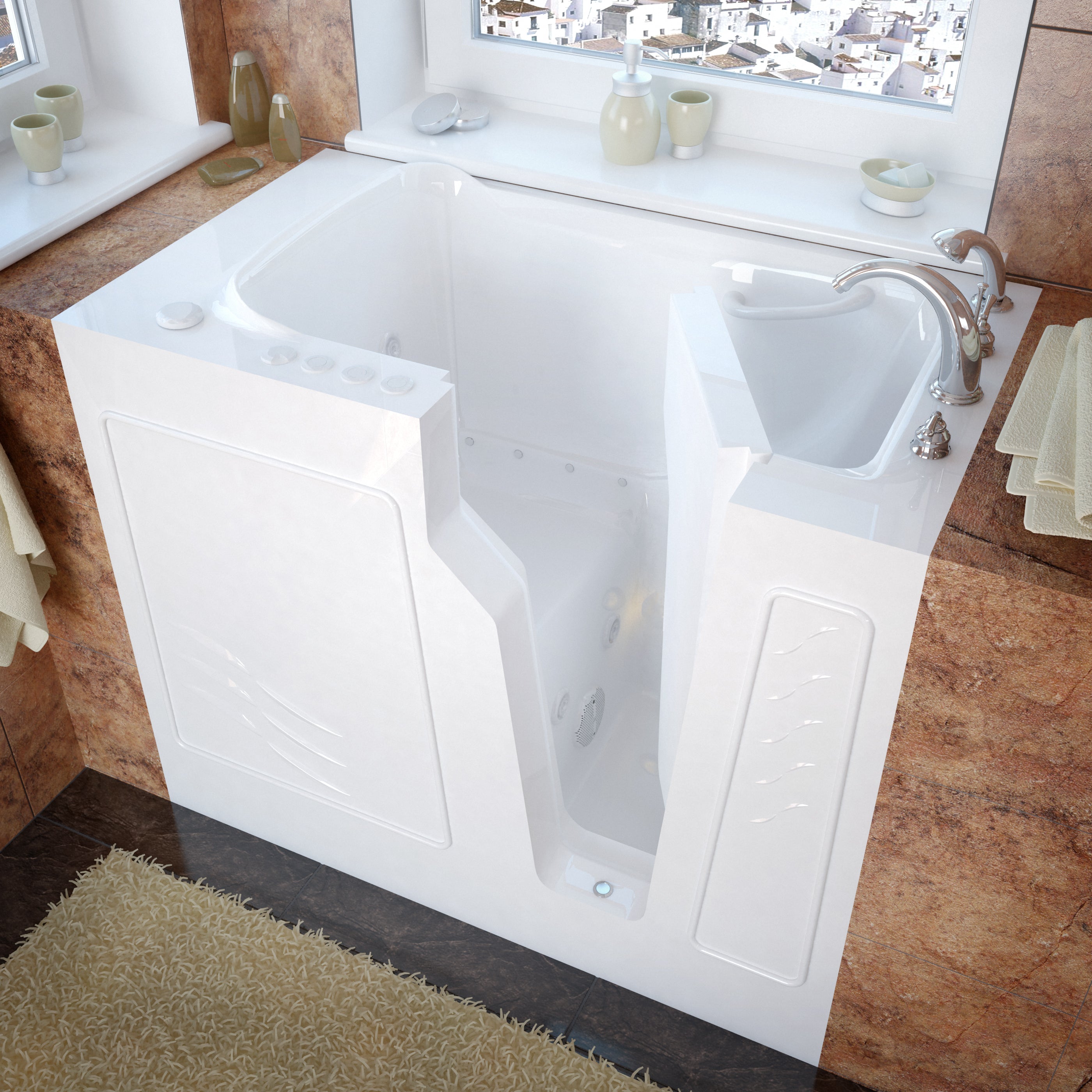 MediTub 2646 Series 46" Gelcoat Walk-In Bathtub for Alcove, Corner and Single Wall Installation