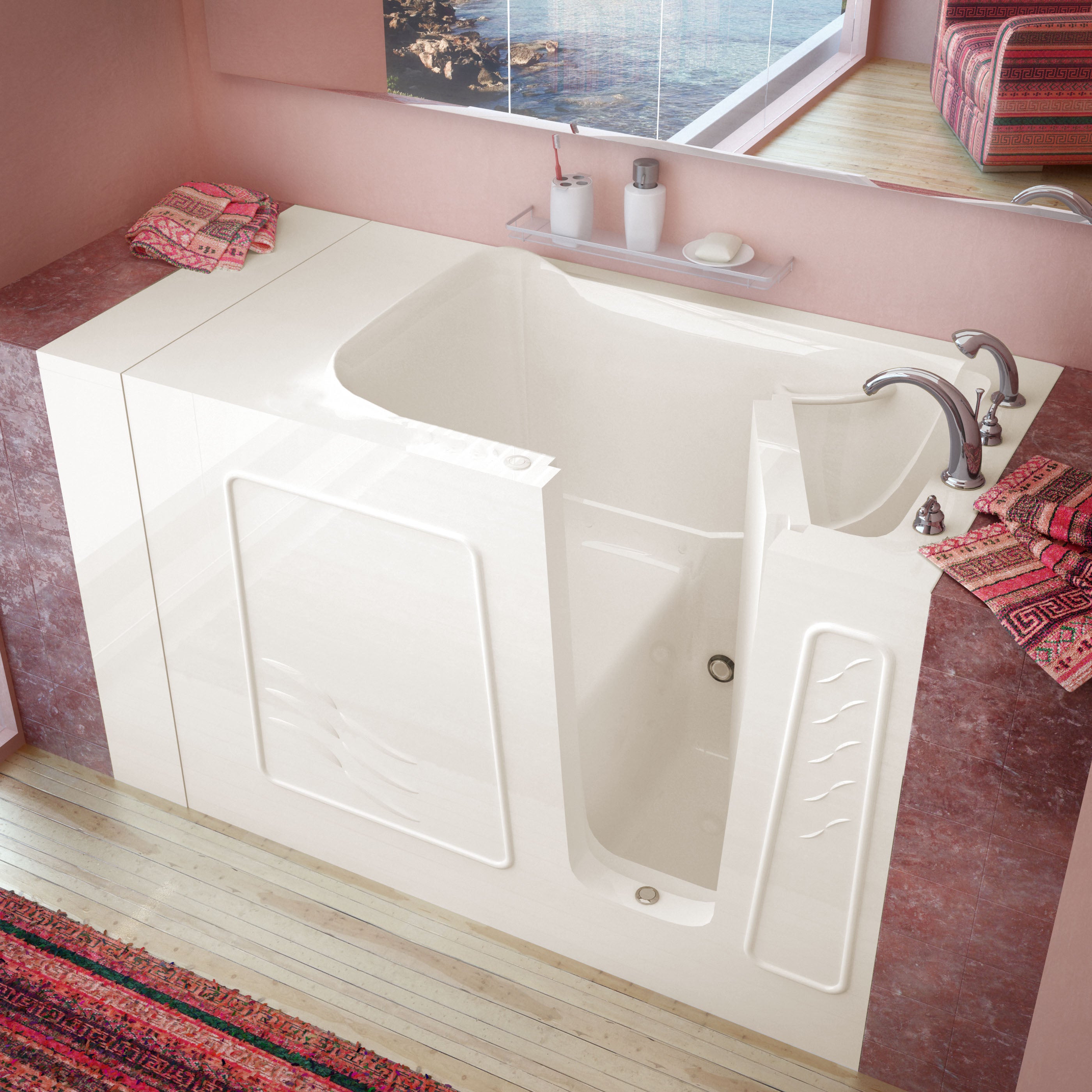 MediTub 3053 Series 53" Gelcoat Walk-In Bathtub for Alcove Installation