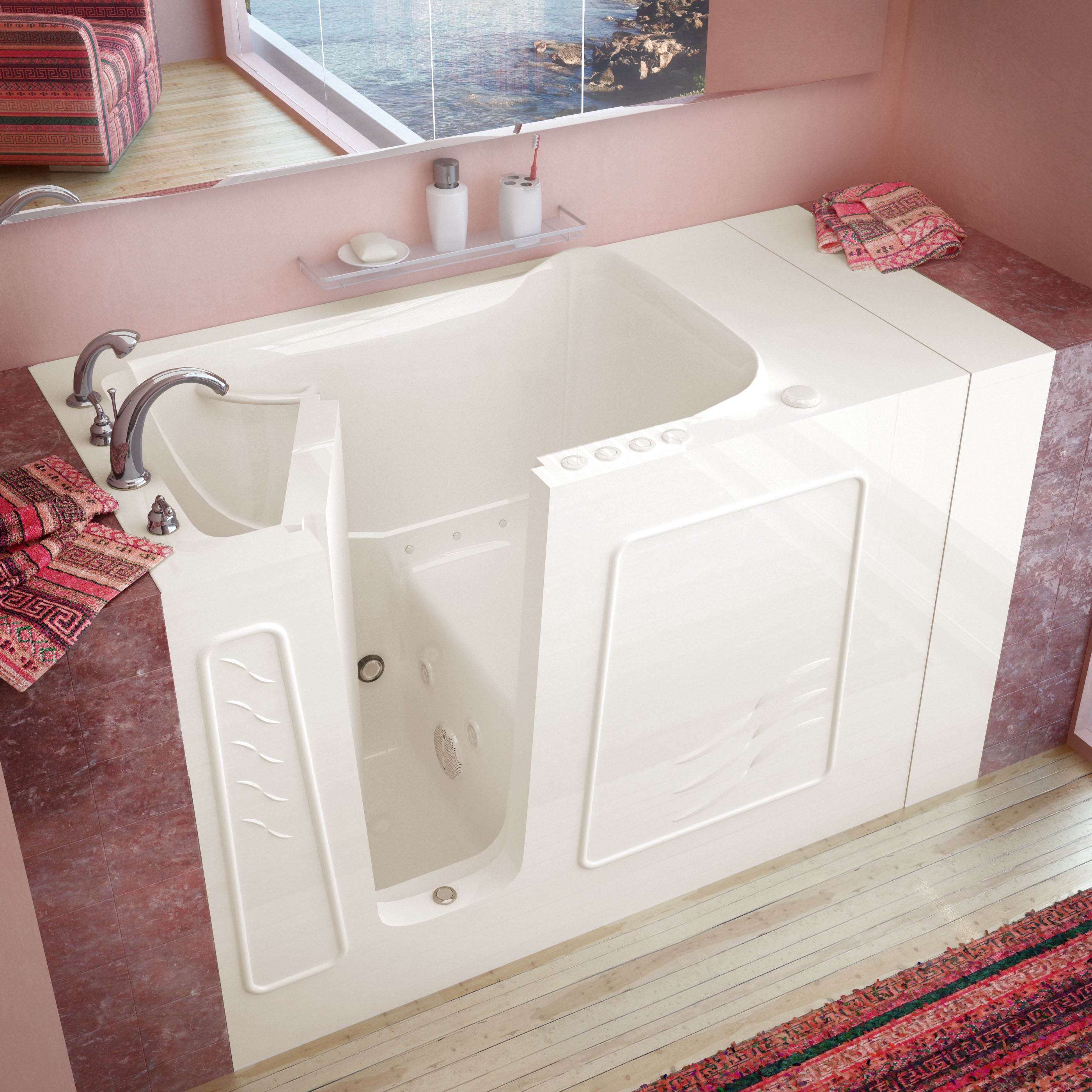 MediTub 3053 Series 53" Gelcoat Walk-In Bathtub for Alcove Installation