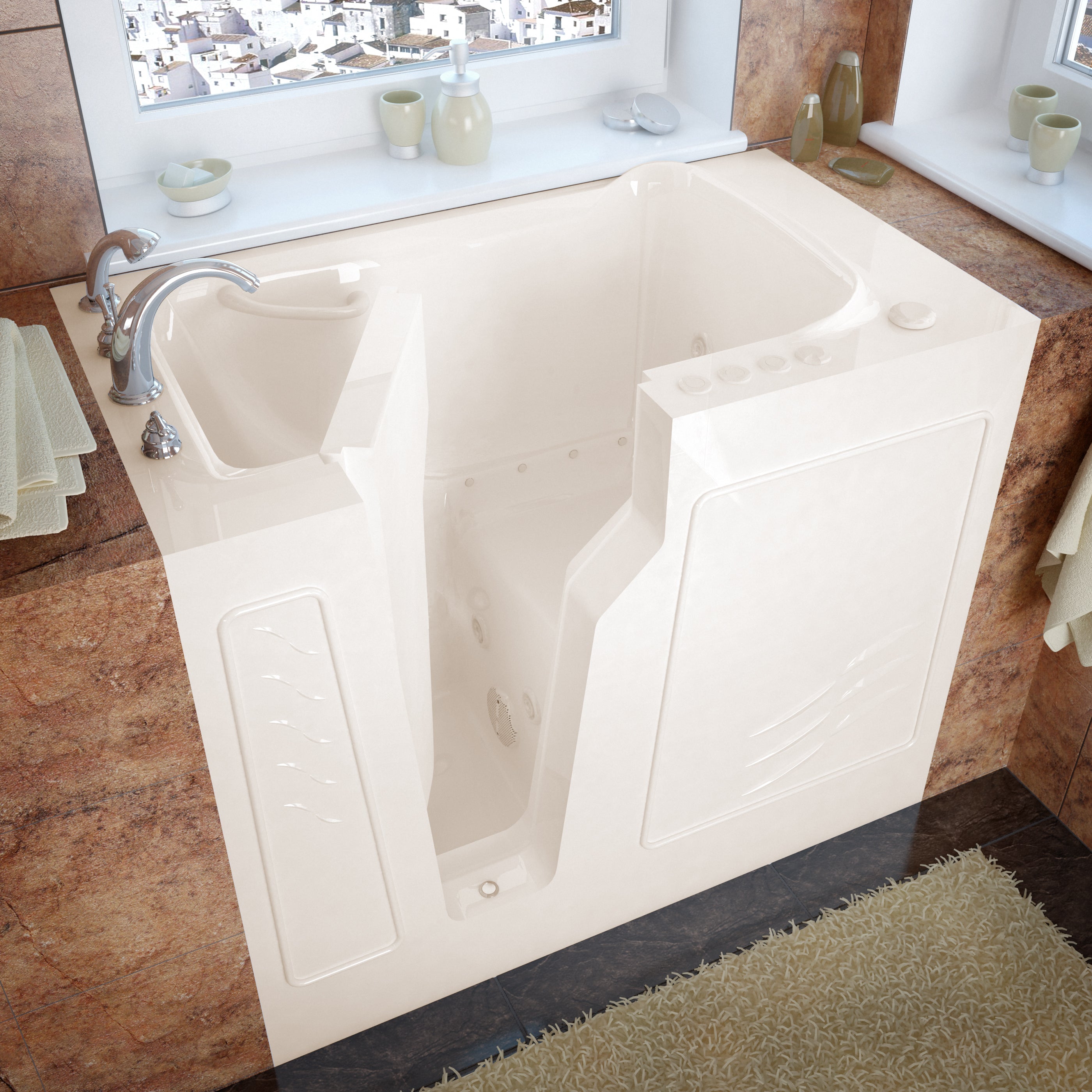 MediTub 2646 Series 46" Gelcoat Walk-In Bathtub for Alcove, Corner and Single Wall Installation