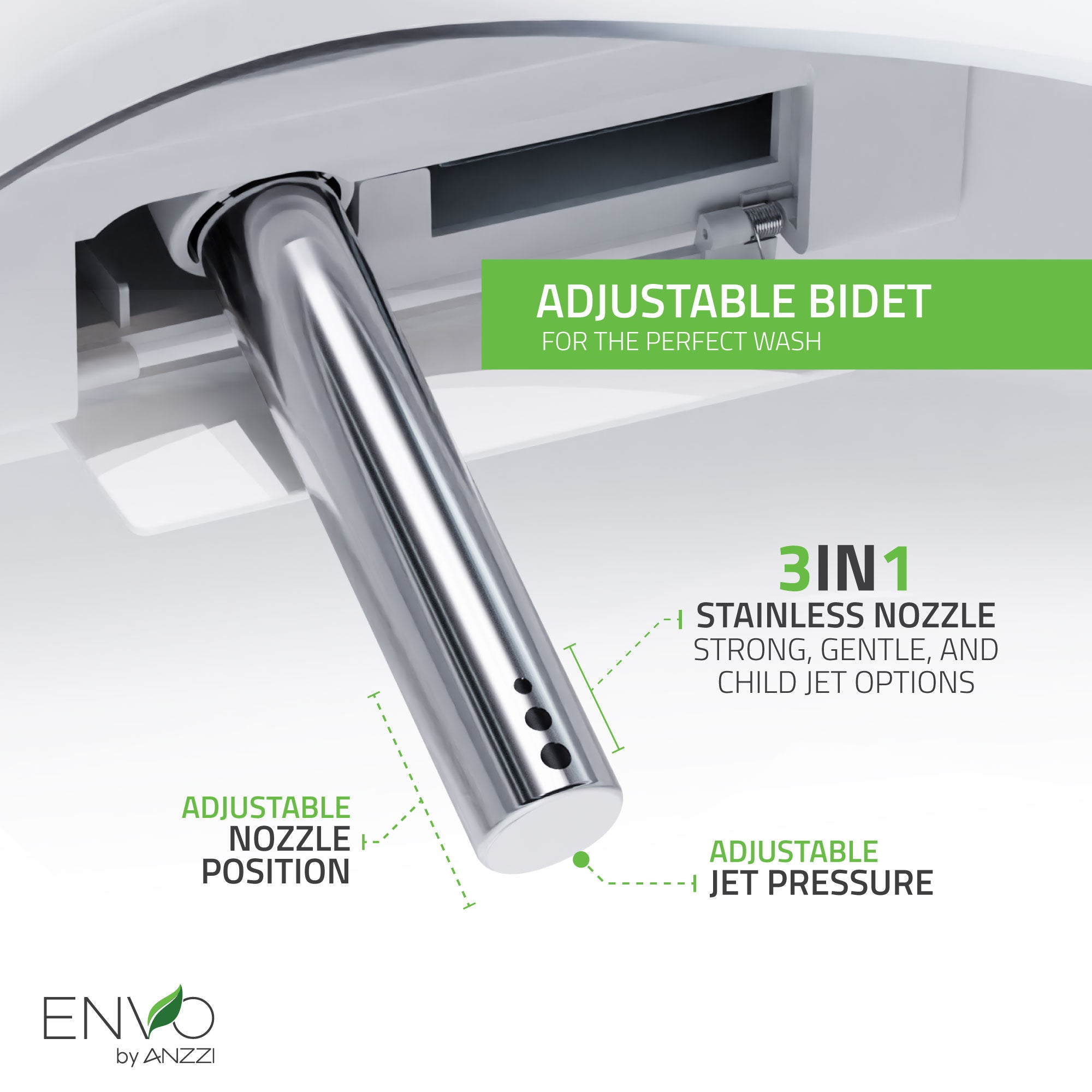 ANZZI ENVO Aura Smart Toilet Bidet with Remote & Auto Flush TL-STSF851WH