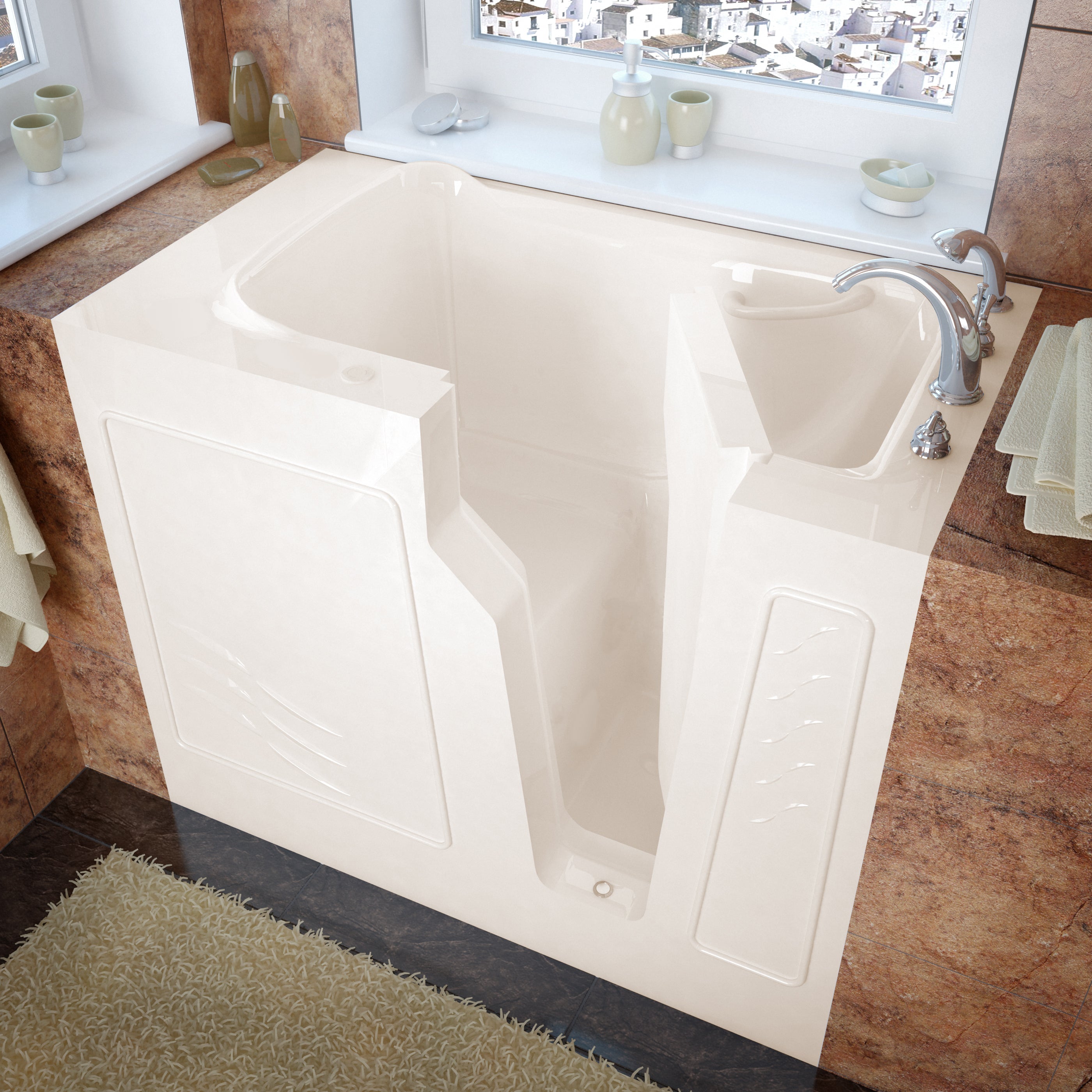 MediTub 2646 Series 46" Gelcoat Walk-In Bathtub for Alcove, Corner and Single Wall Installation