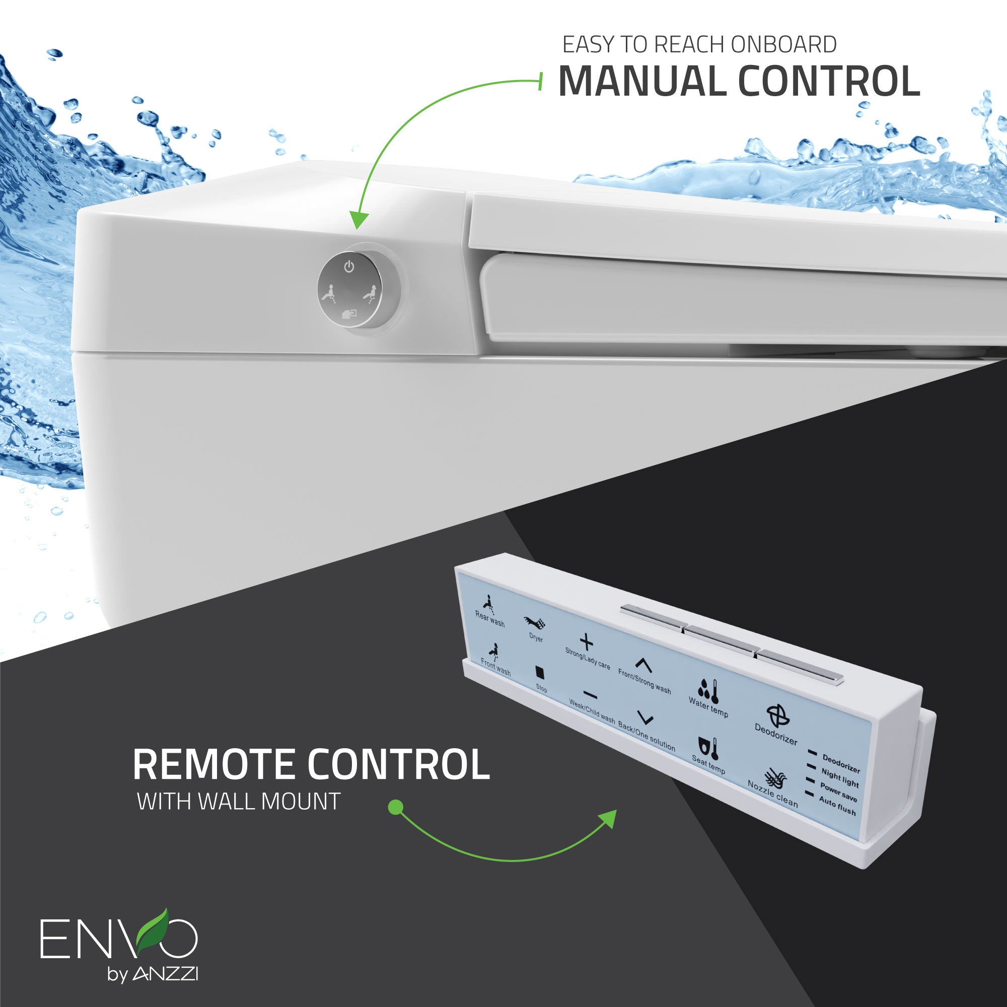 ANZZI ENVO Echo Elongated Smart Toilet Bidet in White with Auto Open, Auto Close, Auto Flush, and Heated Seat TL-STFF950WH